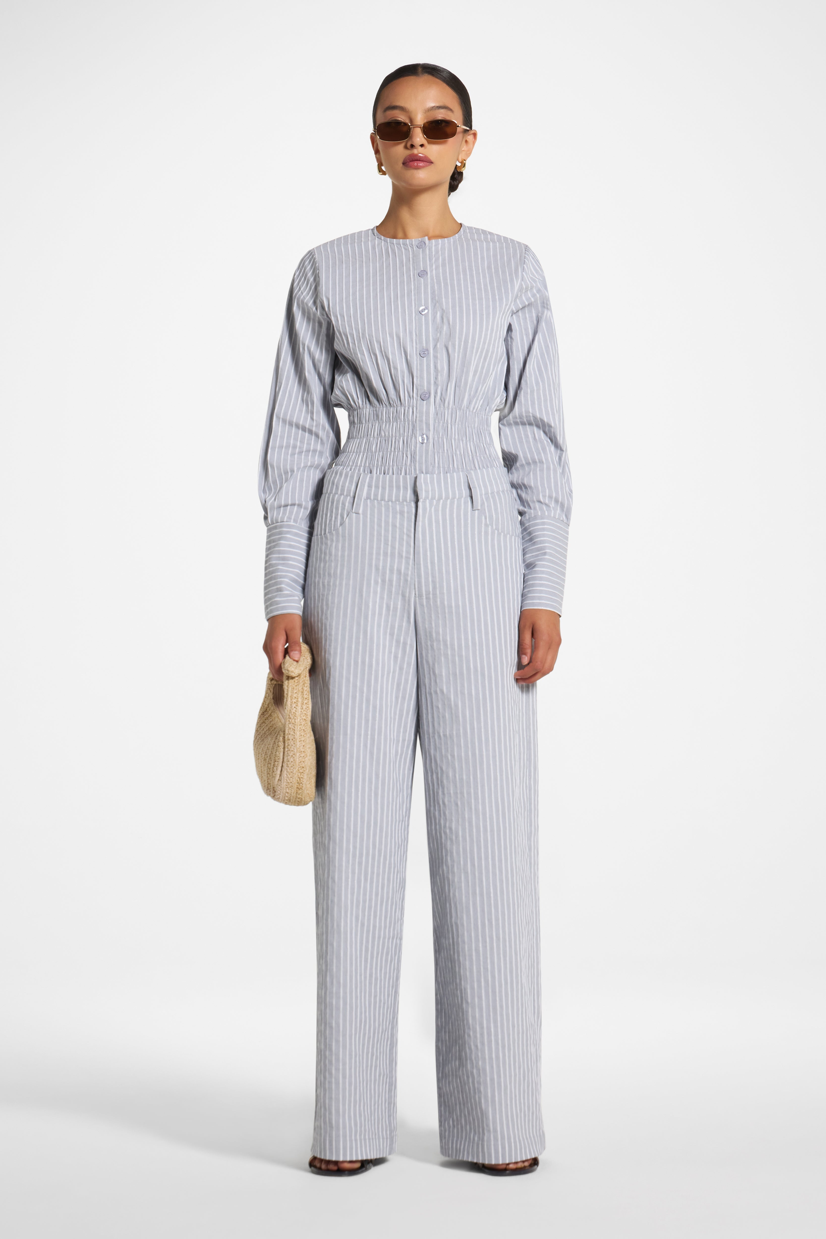 Cotton Wide Leg Pant - Slate Pants Veiled 