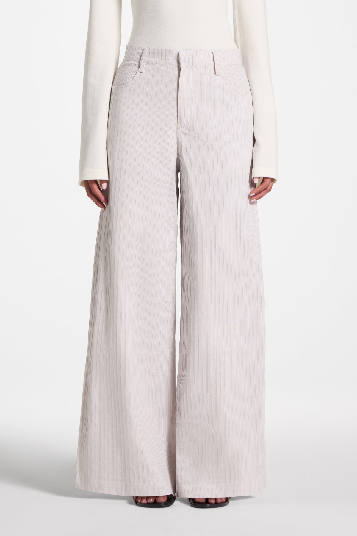 Cotton Wide Leg Pant - Stone Pants Veiled 