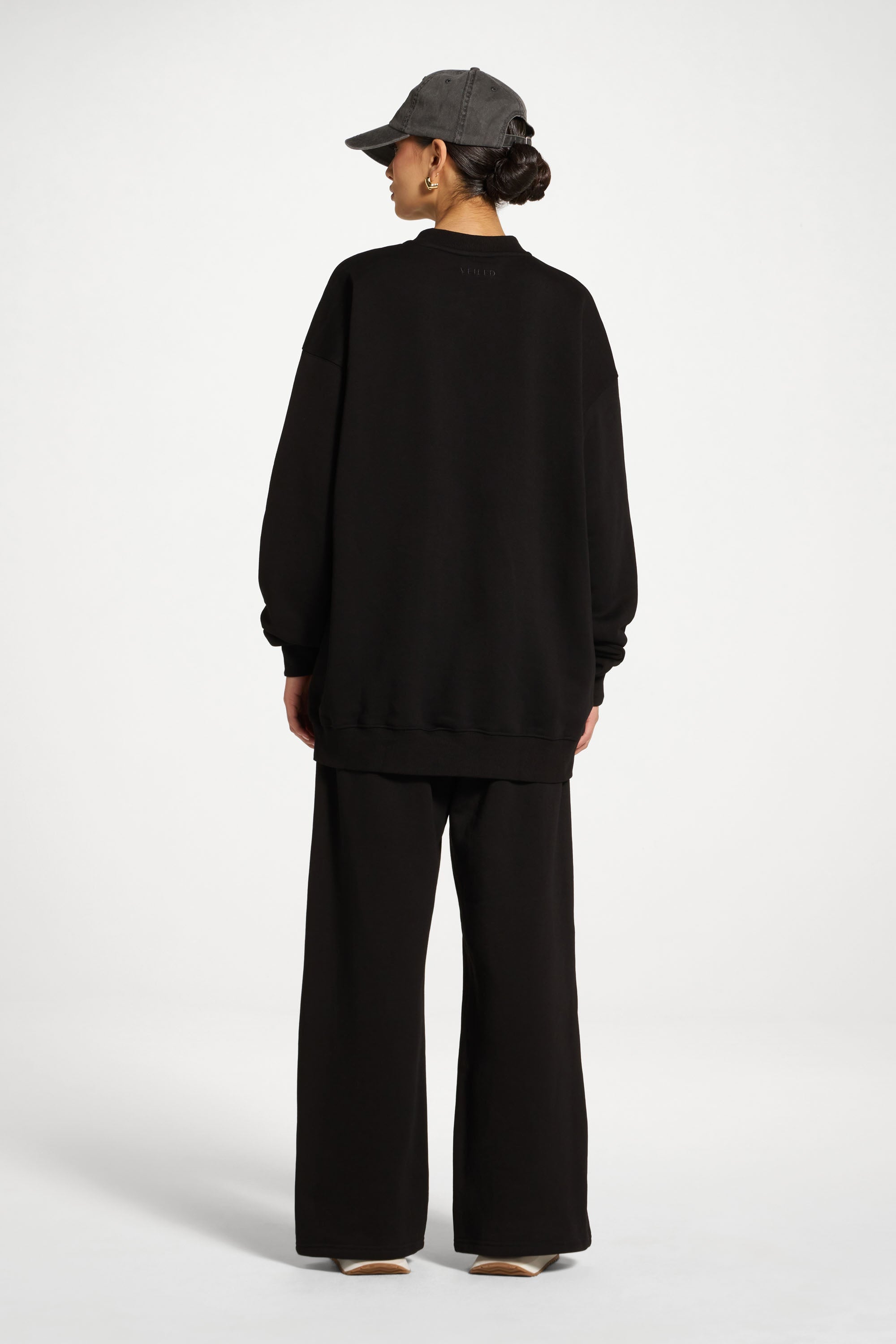 Cotton Wide Leg Sweatpants - Black Abayas Veiled 