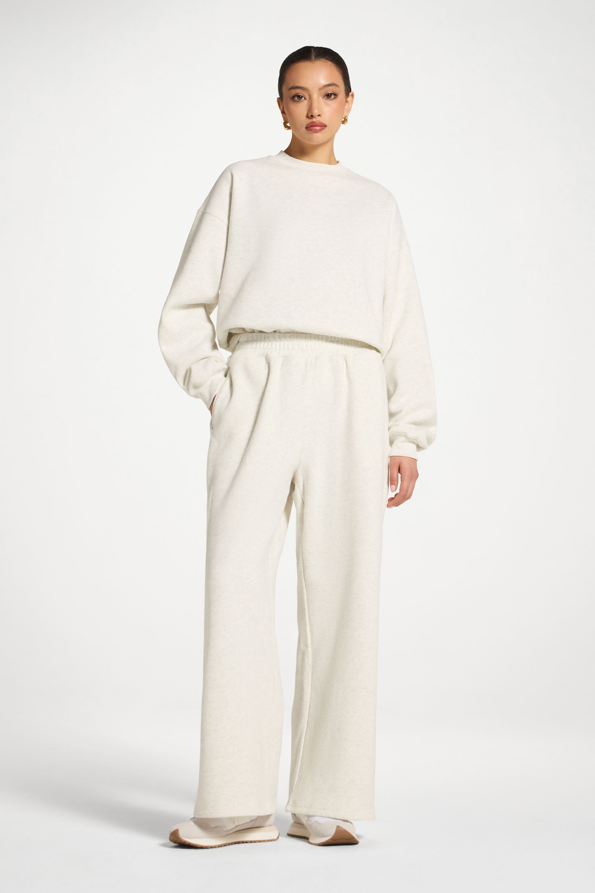 Cotton Wide Leg Sweatpants - Heather Grey Abayas Veiled 
