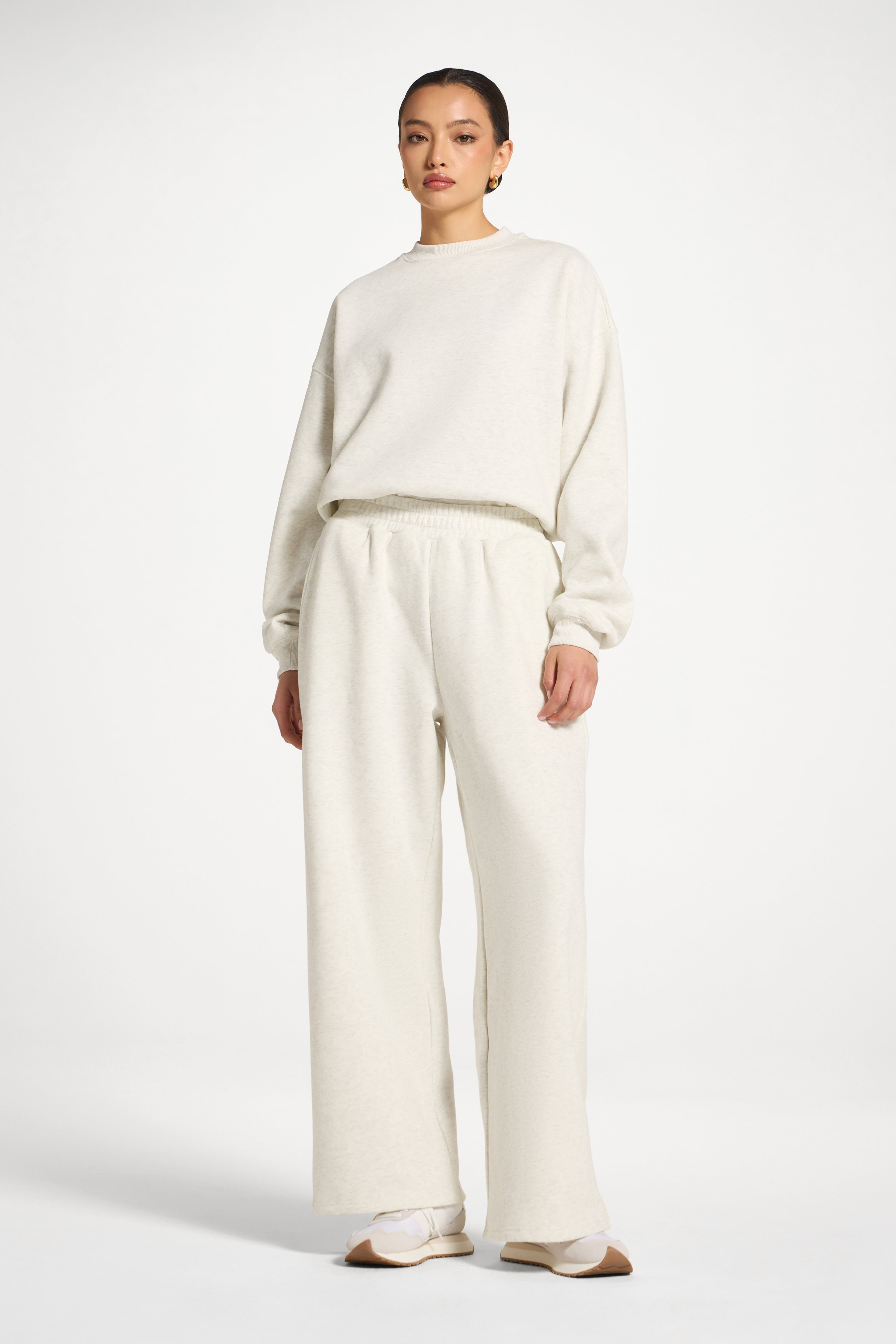 Cotton Wide Leg Sweatpants - Heather Grey Abayas Veiled 