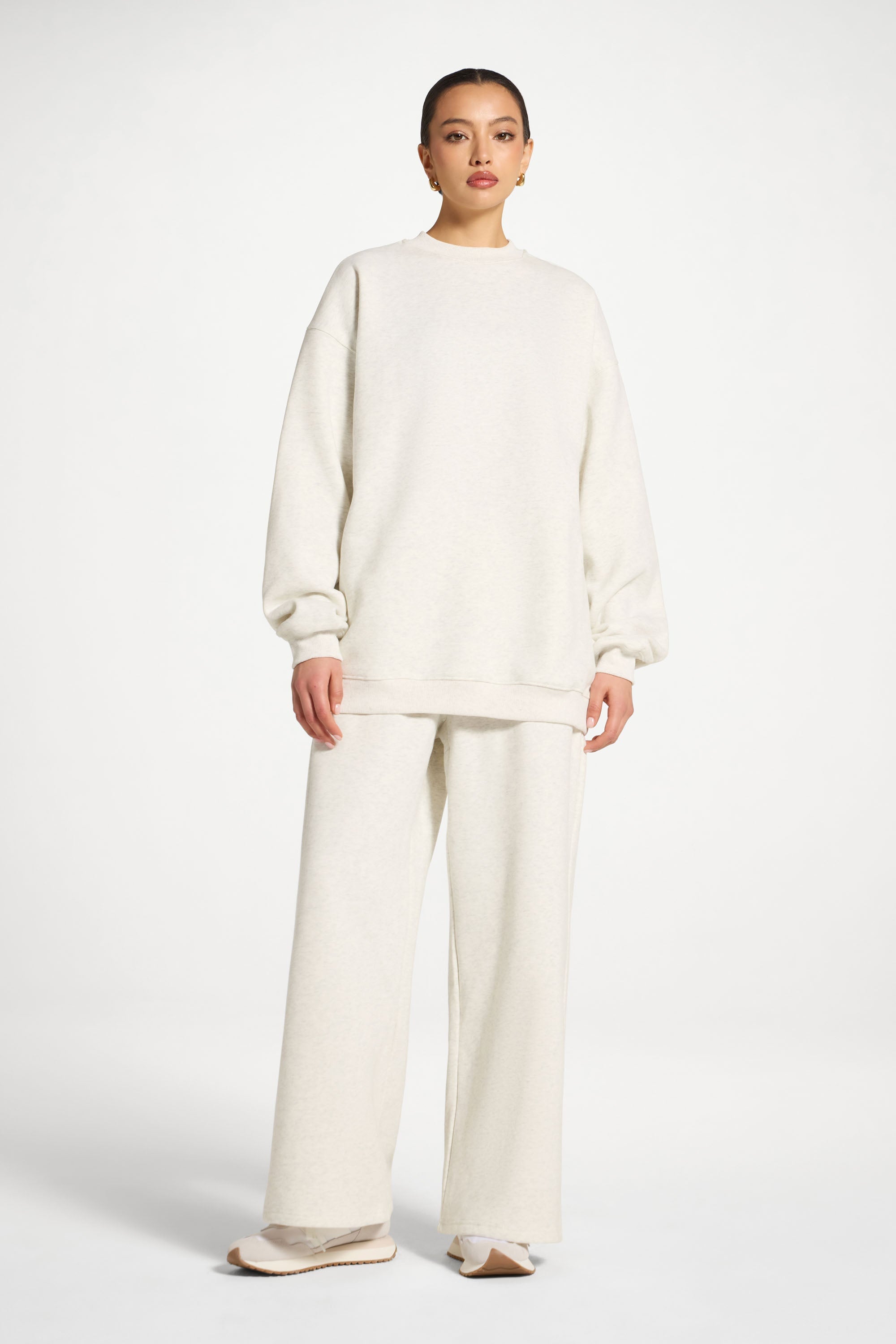 Cotton Wide Leg Sweatpants - Heather Grey Abayas Veiled 