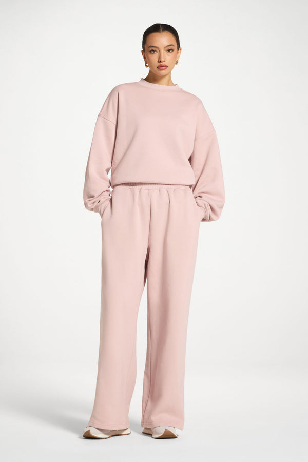 Cotton Wide Leg Sweatpants - Midnight Mauve Abayas Veiled 