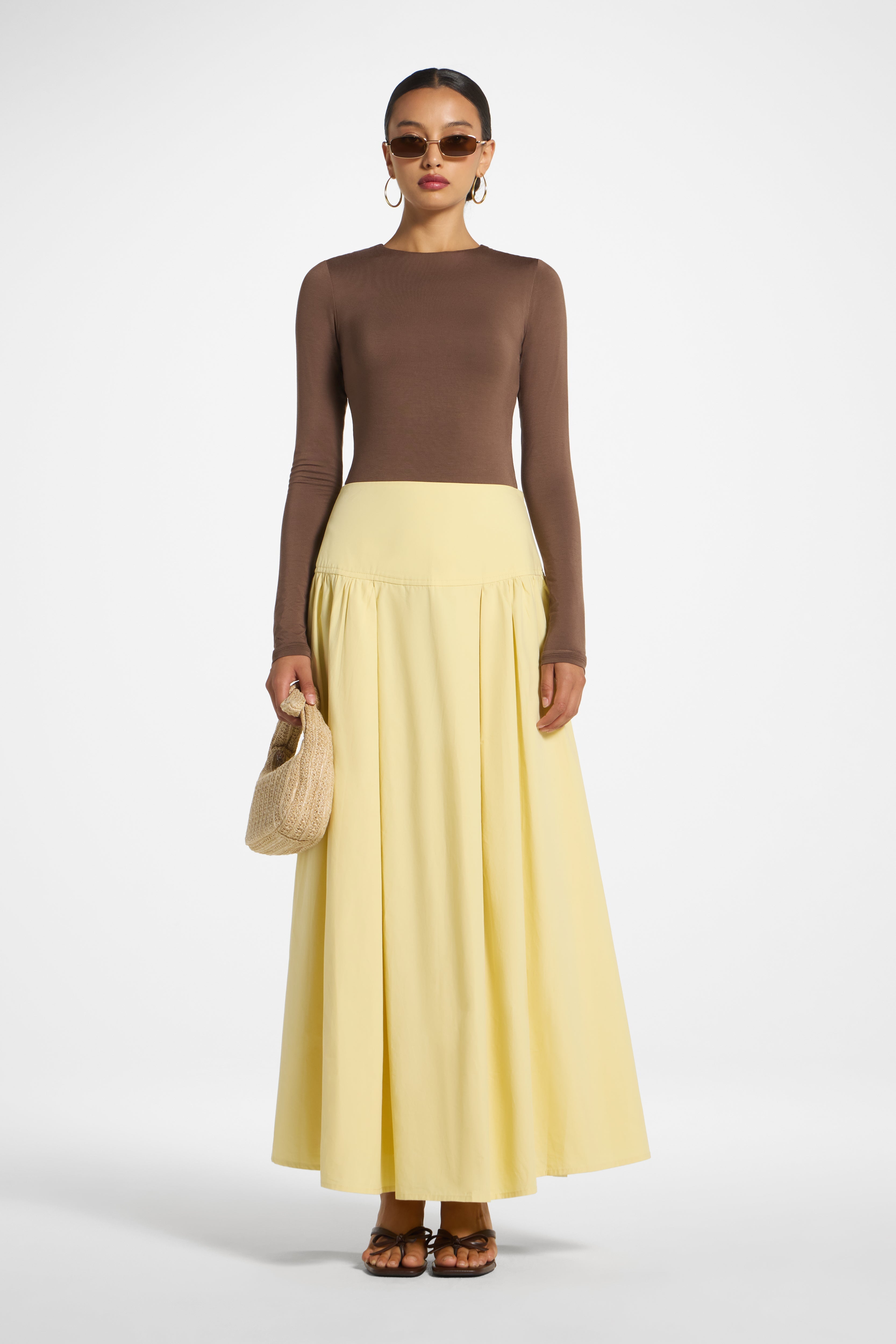 Cotton Wide Yoke Skirt - Banana Skirt Veiled 