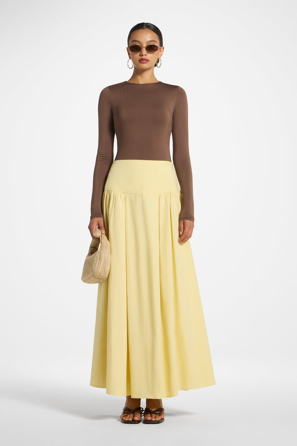 Cotton Wide Yoke Skirt - Banana Skirt Veiled 