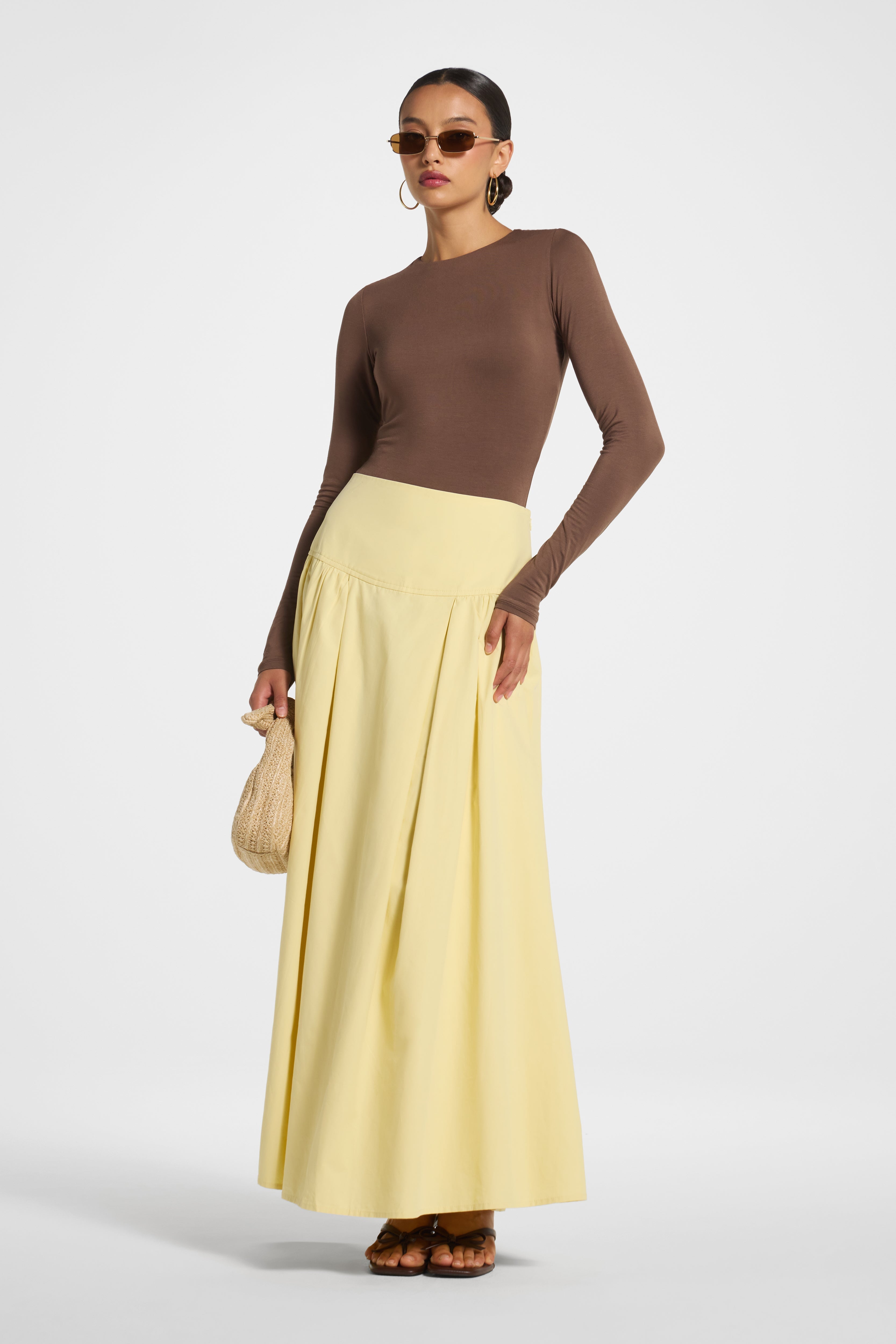Cotton Wide Yoke Skirt - Banana Skirt Veiled 
