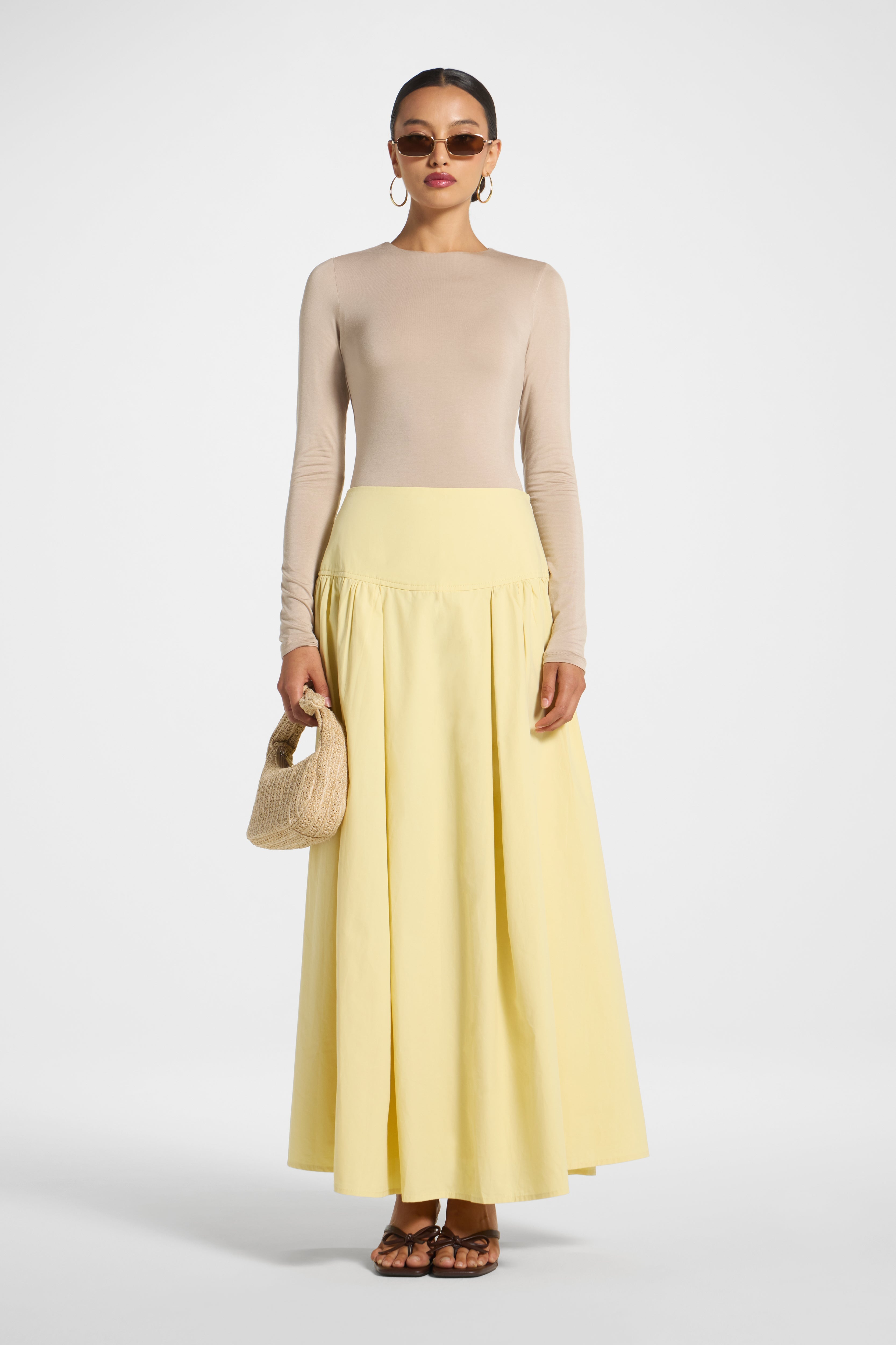 Cotton Wide Yoke Skirt - Banana Skirt Veiled 