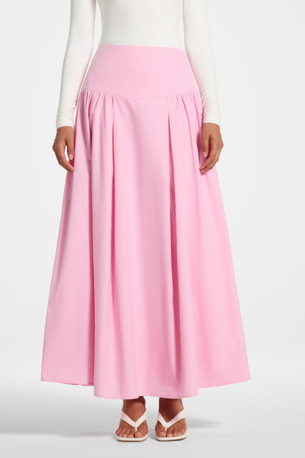 Cotton Wide Yoke Skirt - Bubblegum Pink Skirt Veiled 