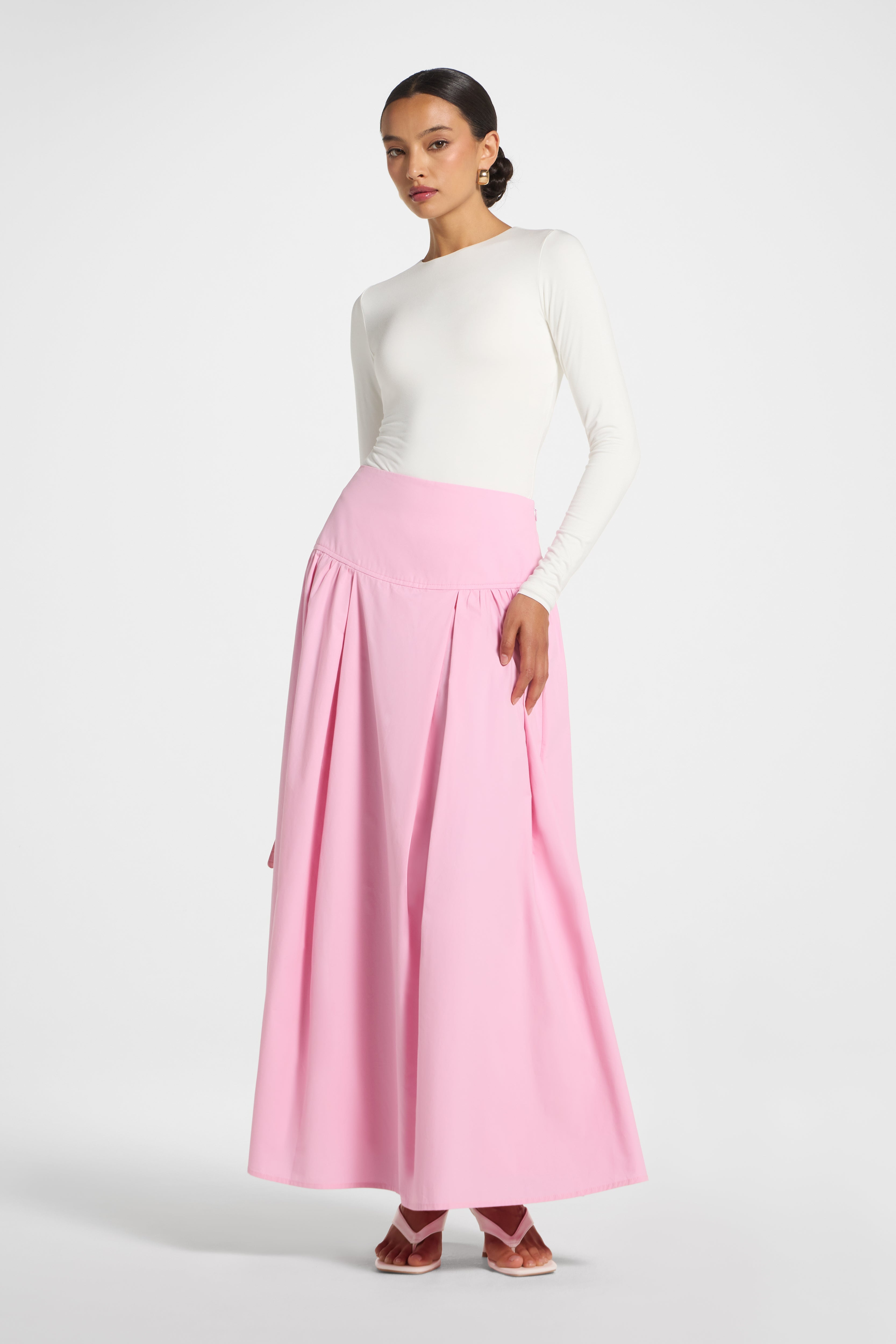 Cotton Wide Yoke Skirt - Bubblegum Pink Skirt Veiled 