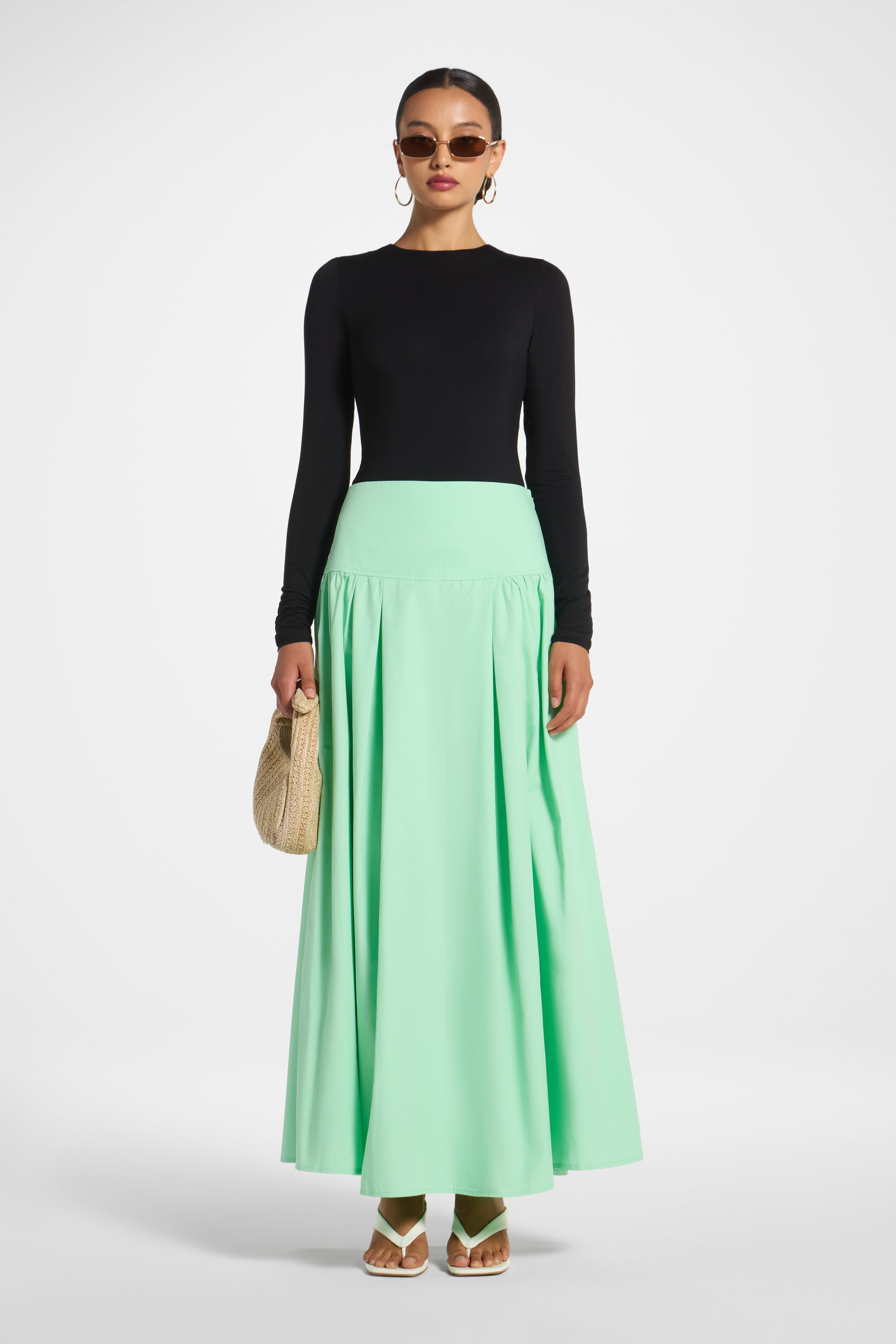 Cotton Wide Yoke Skirt - Jelly Mint Skirt Veiled 