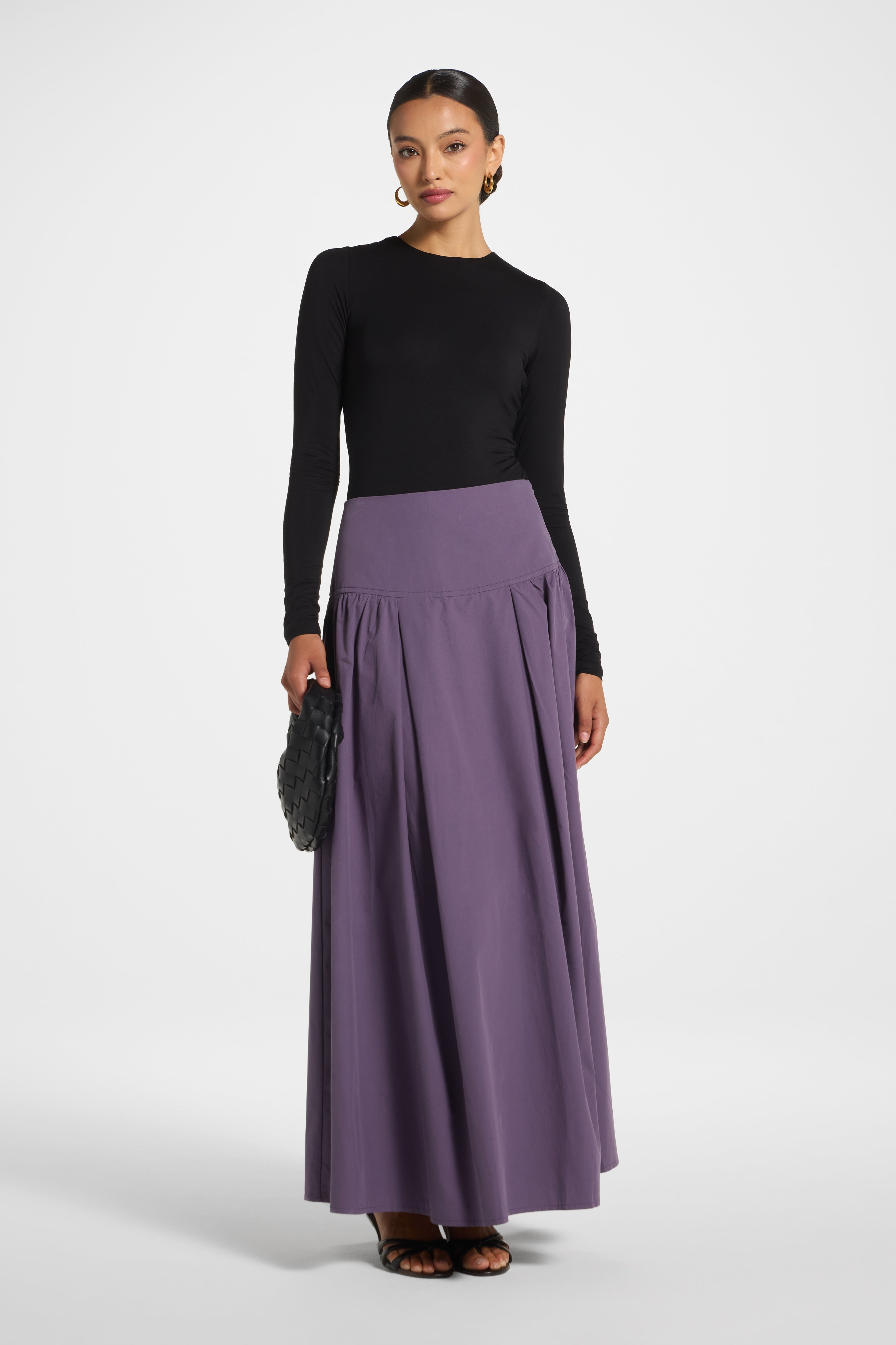 Cotton Wide Yoke Skirt - Purple Sage Skirt Veiled 