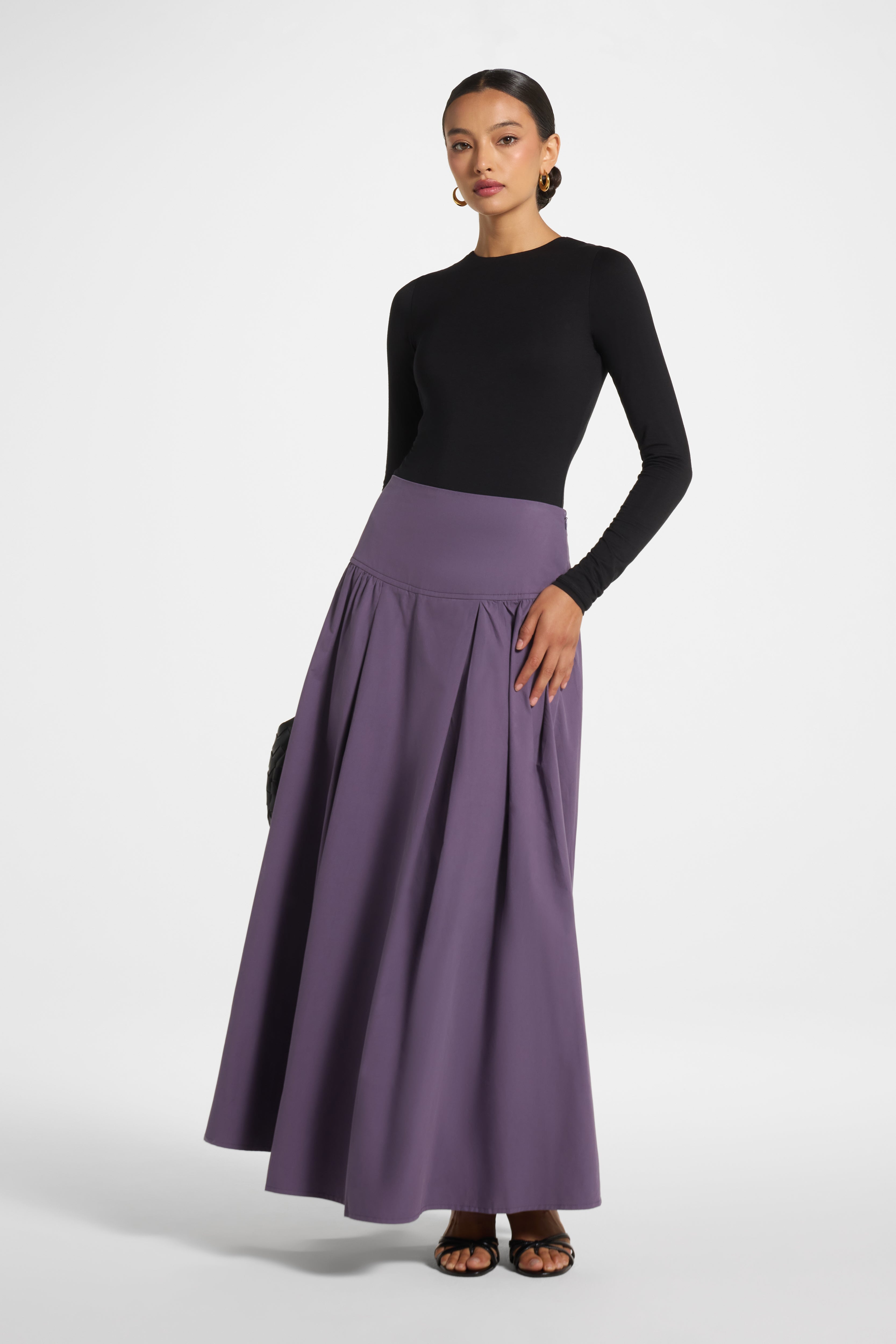 Cotton Wide Yoke Skirt - Purple Sage Skirt Veiled 