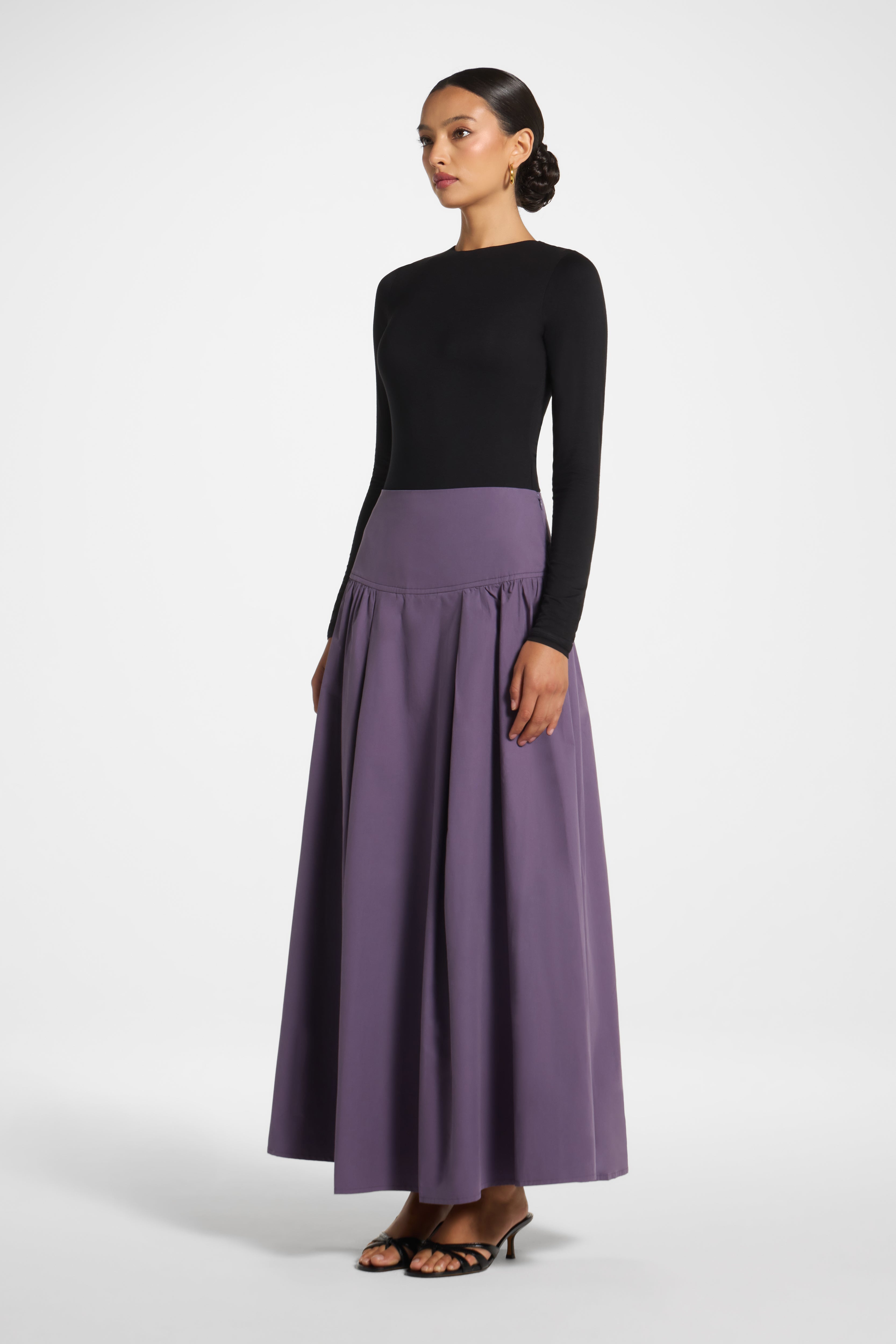 Cotton Wide Yoke Skirt - Purple Sage Skirt Veiled 