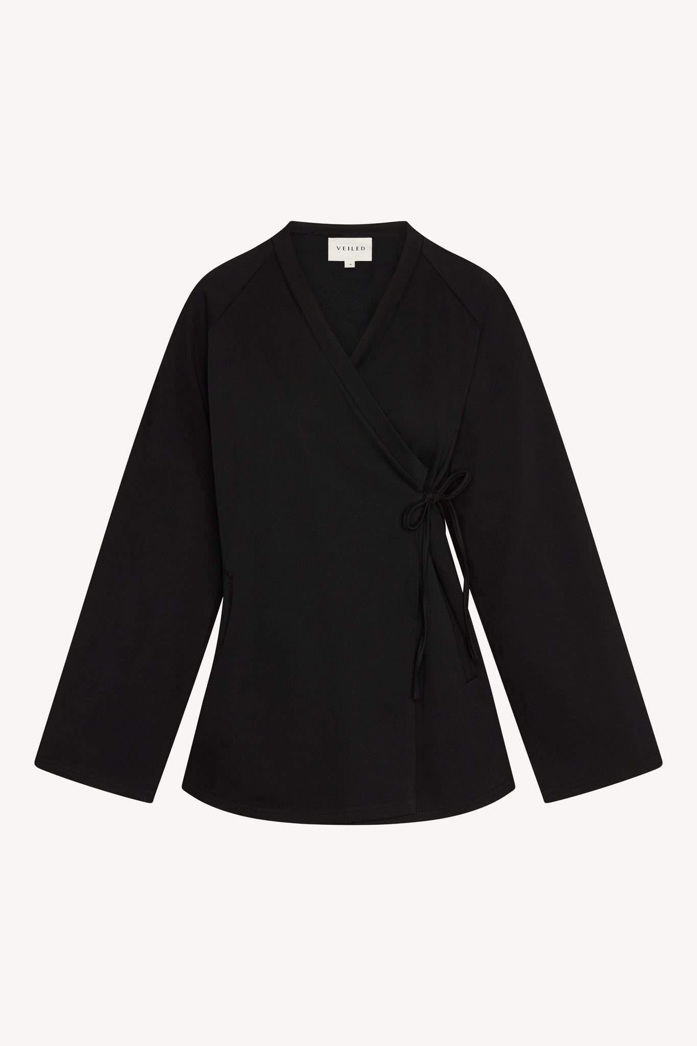 Cotton Wrap Sweatshirt - Black Abayas Veiled 