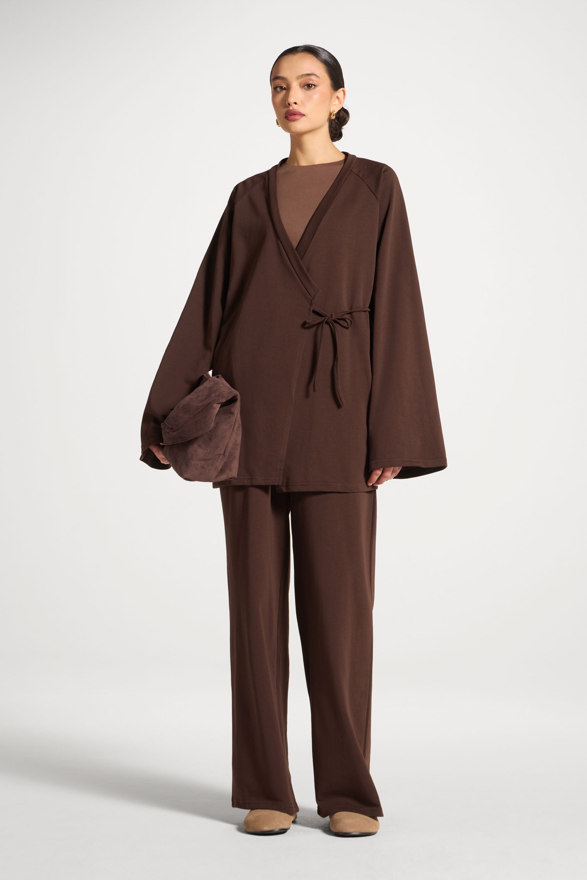 Cotton Wrap Sweatshirt - Coffee Abayas Veiled 