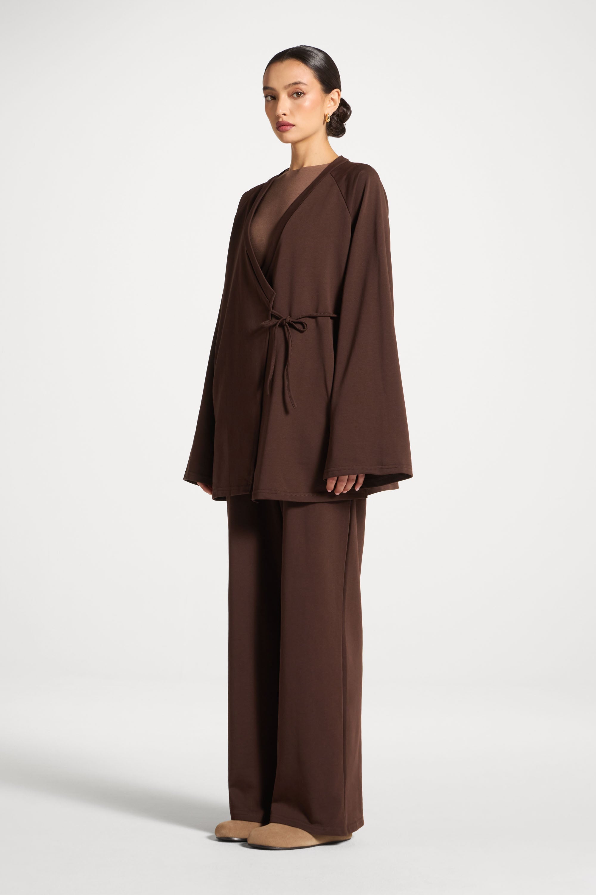 Cotton Wrap Sweatshirt - Coffee Abayas Veiled 