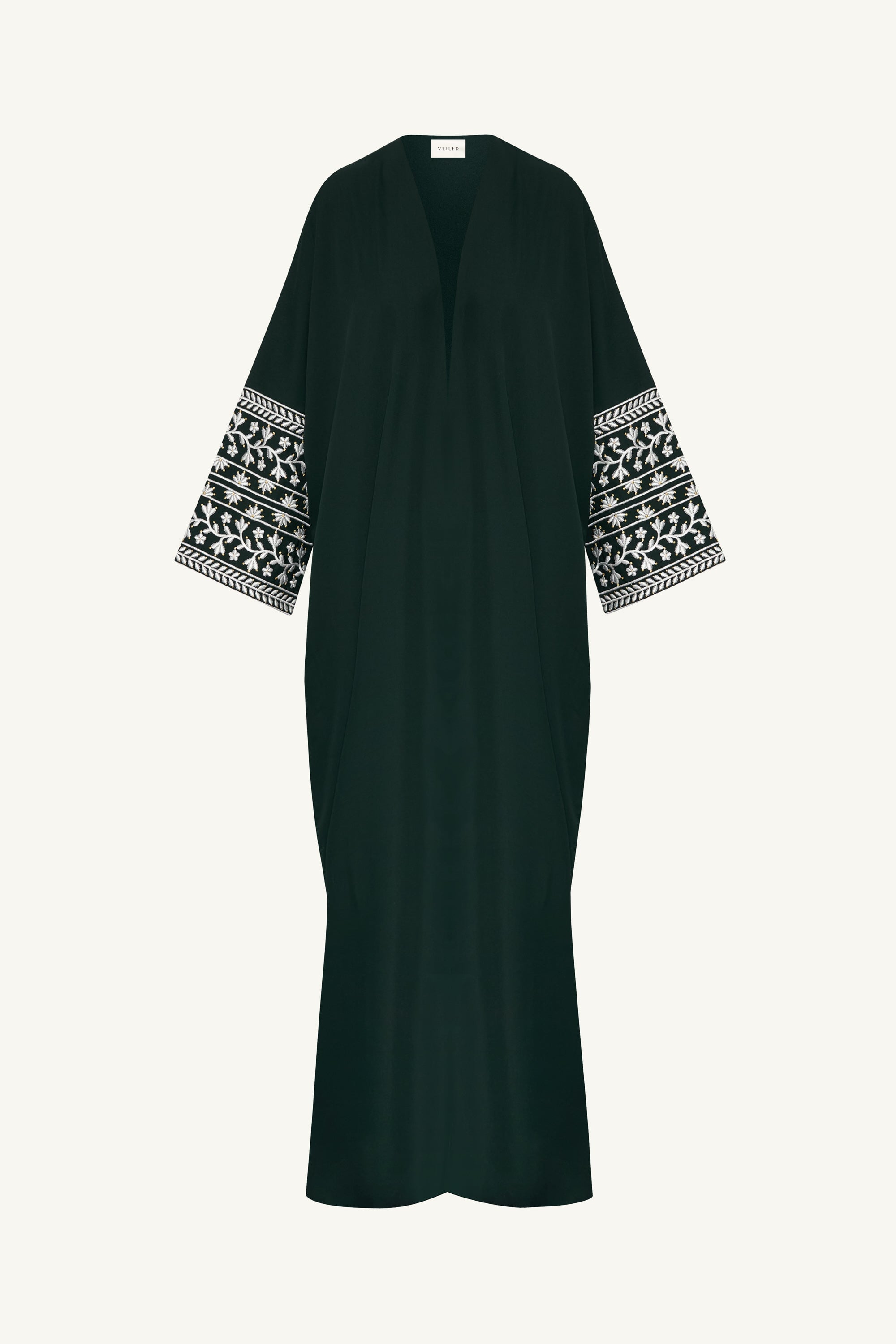 Dalal Embroidered Open Abaya - Emerald Abayas Veiled 