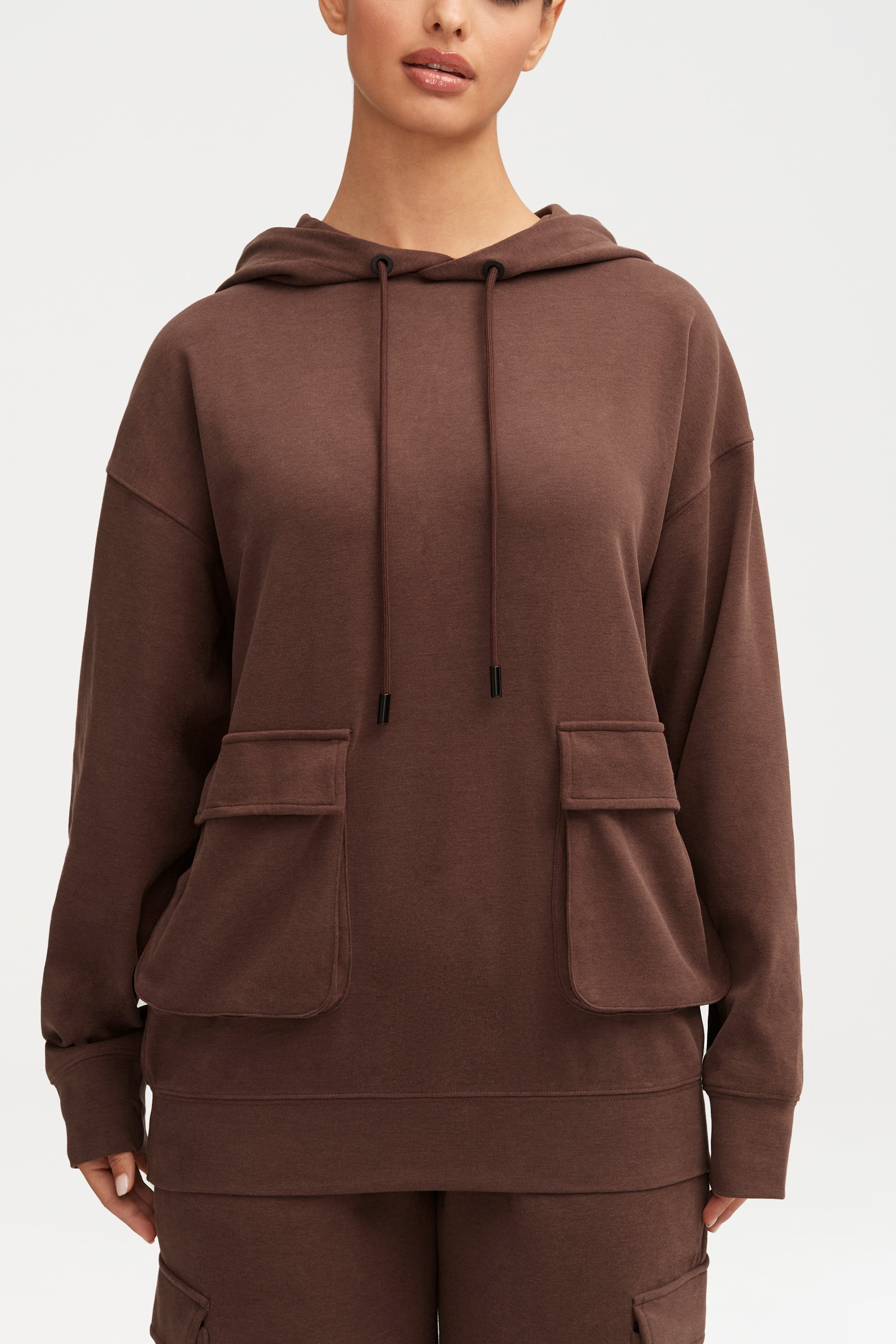 Demi Oversized Cargo Pocket Hoodie - Brown Clothing Veiled 