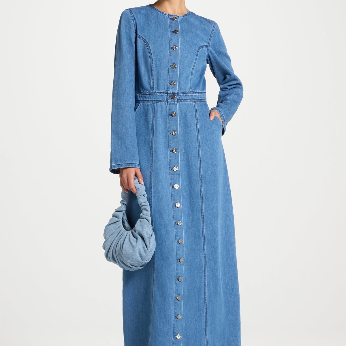 Denim Button Down Maxi Dress Denim Button Down Maxi Dress
