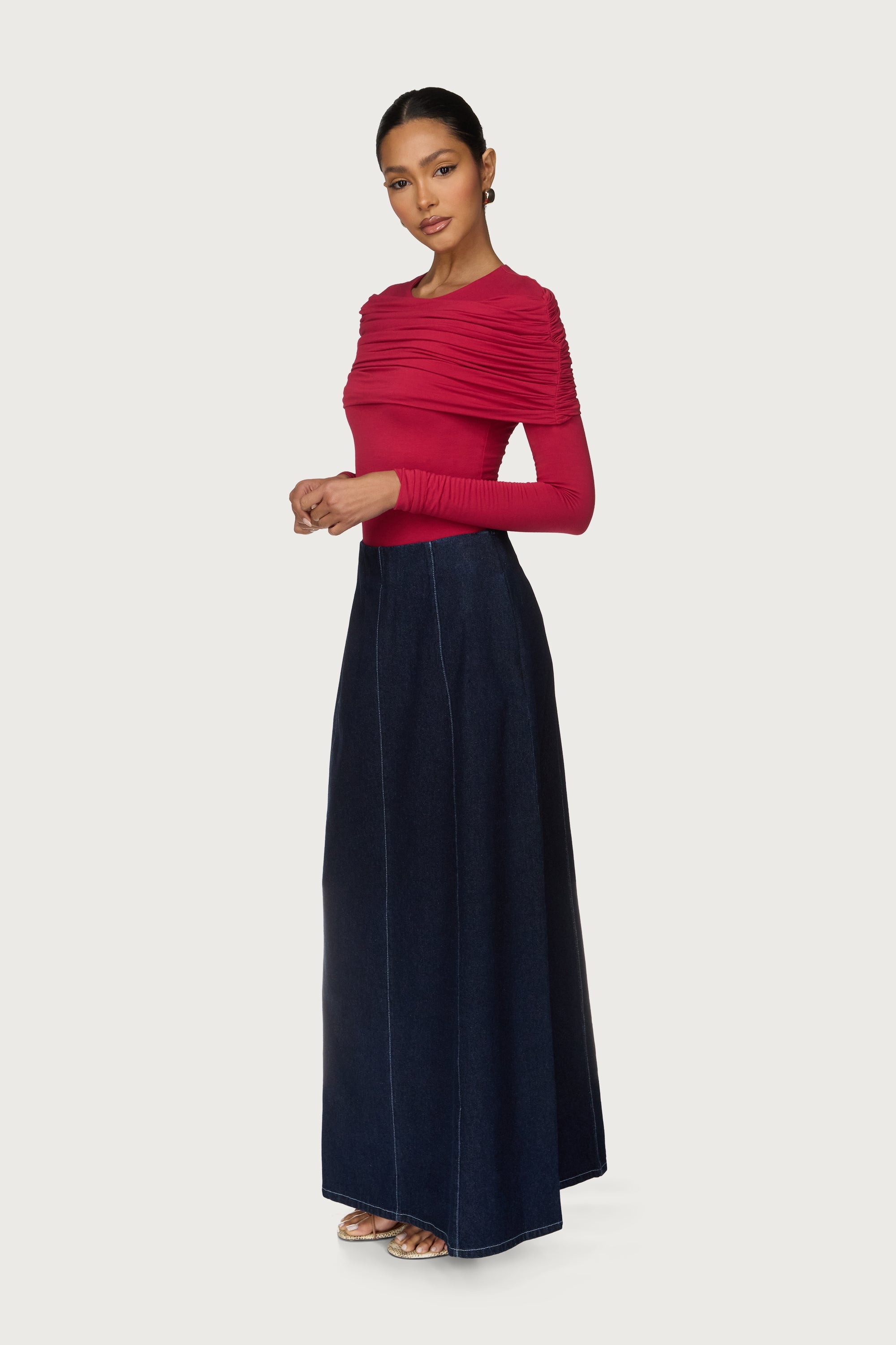 Denim Flare Skirt Abayas Veiled 