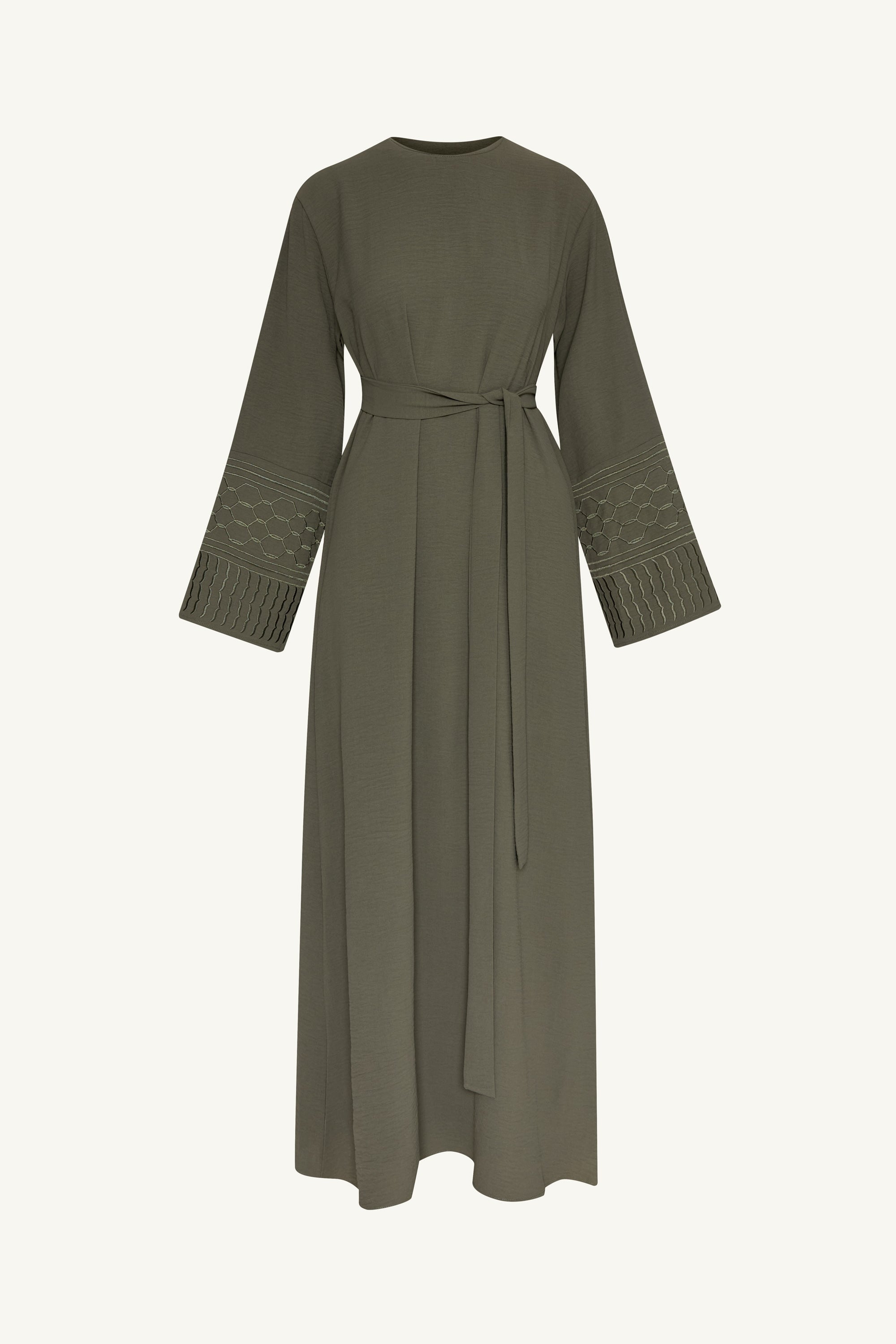 Dima Embroidered Maxi Dress - Sage Abayas Veiled 