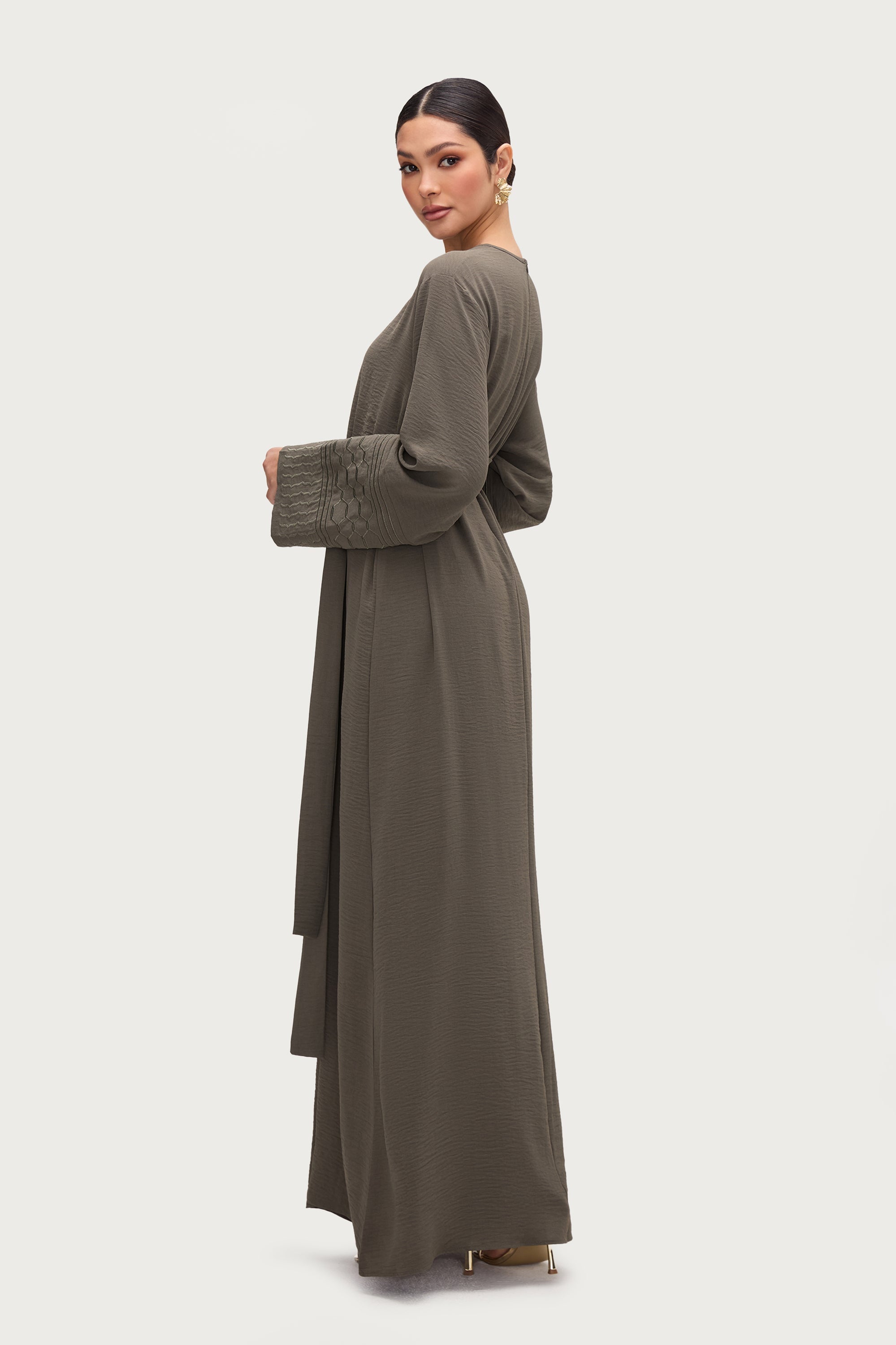 Dima Embroidered Maxi Dress - Sage Abayas Veiled 