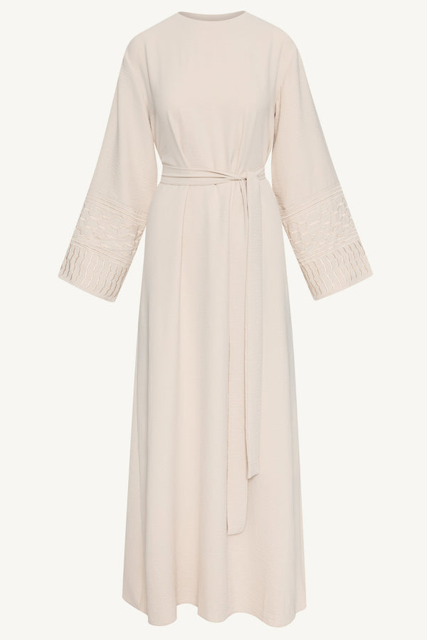 Dima Embroidered Maxi Dress - Stone Abayas Veiled 