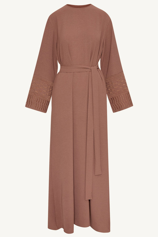 Dima Embroidered Maxi Dress - Truffle Abayas Veiled 