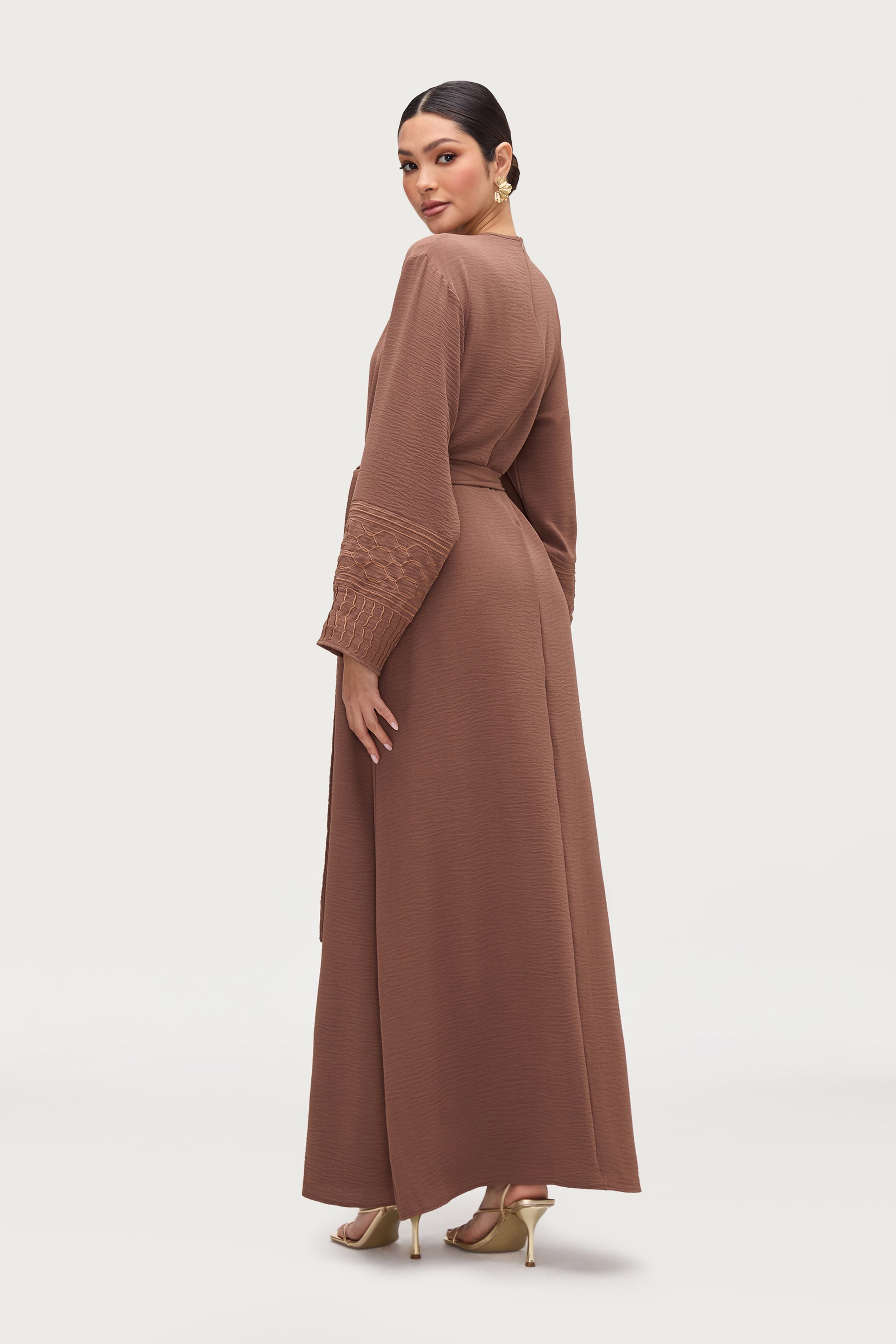 Dima Embroidered Maxi Dress - Truffle Abayas Veiled 