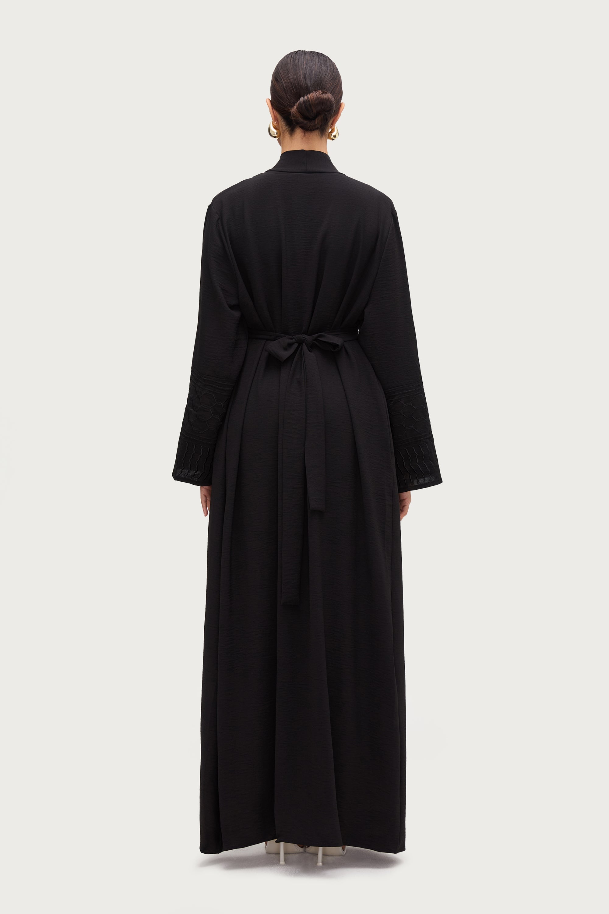 Dima Embroidered Open Abaya - Black Abayas Veiled 