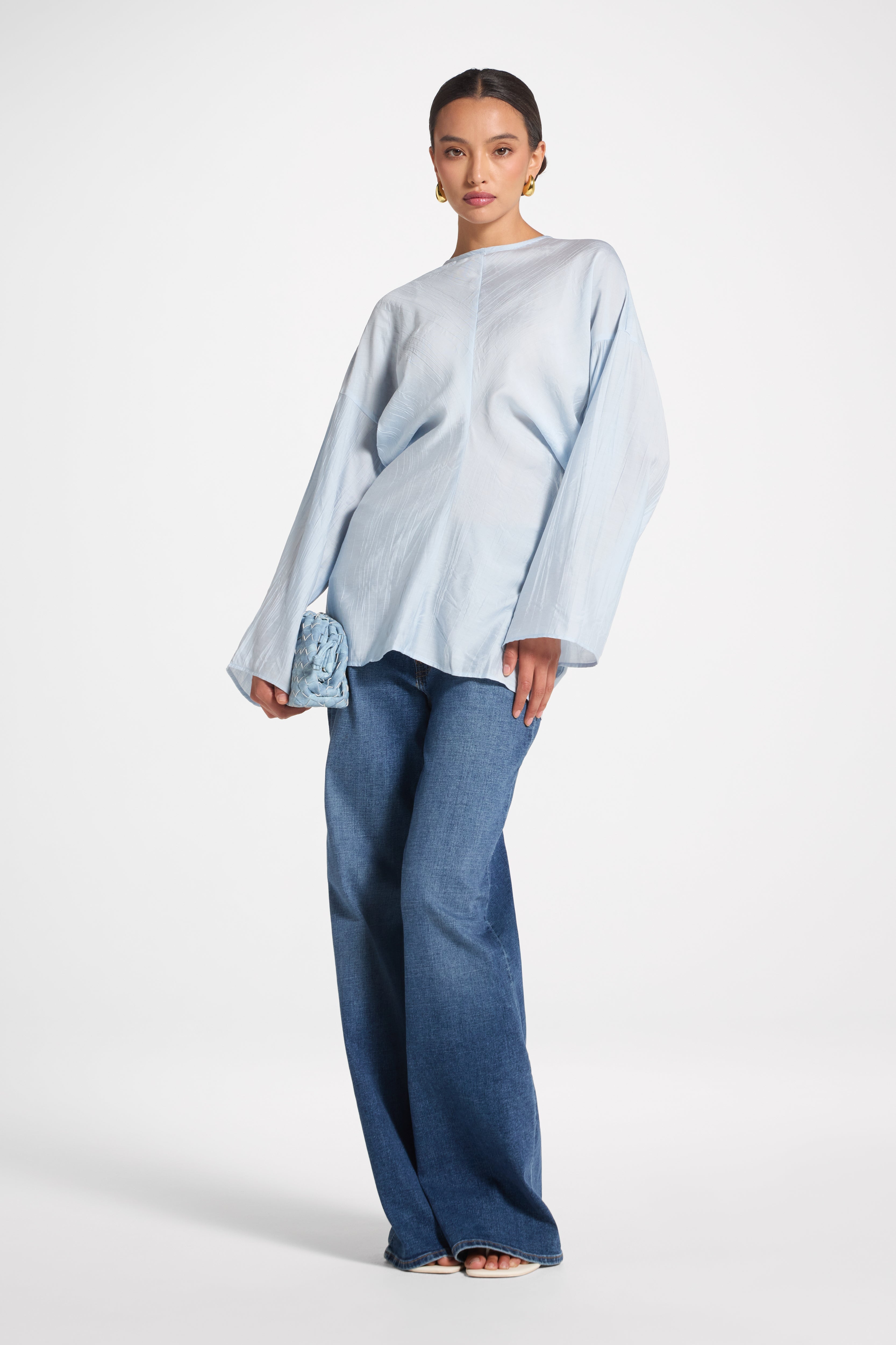 Dolman Sleeve Top - Baby Blue Veiled 