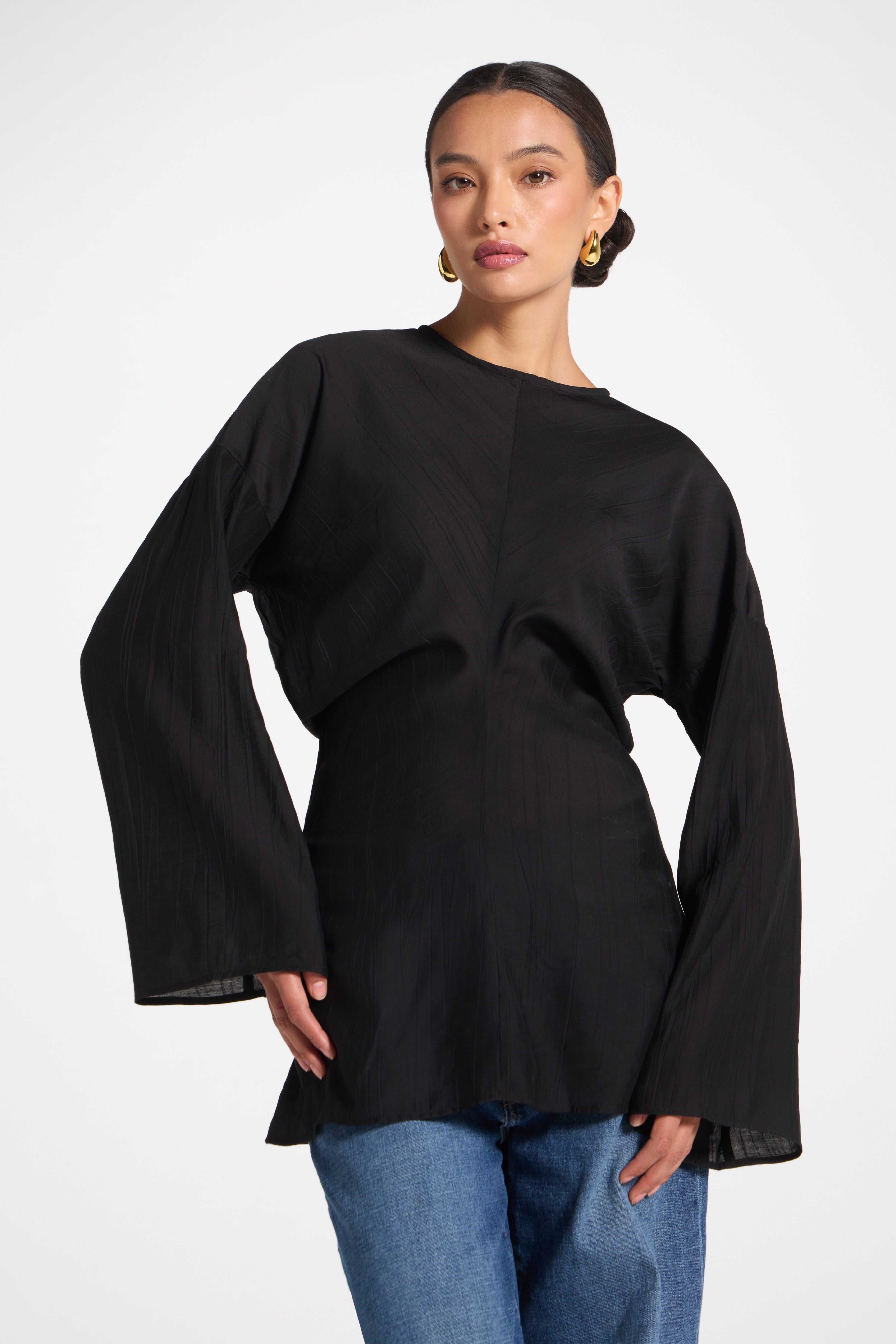 Dolman Sleeve Top - Black Veiled 