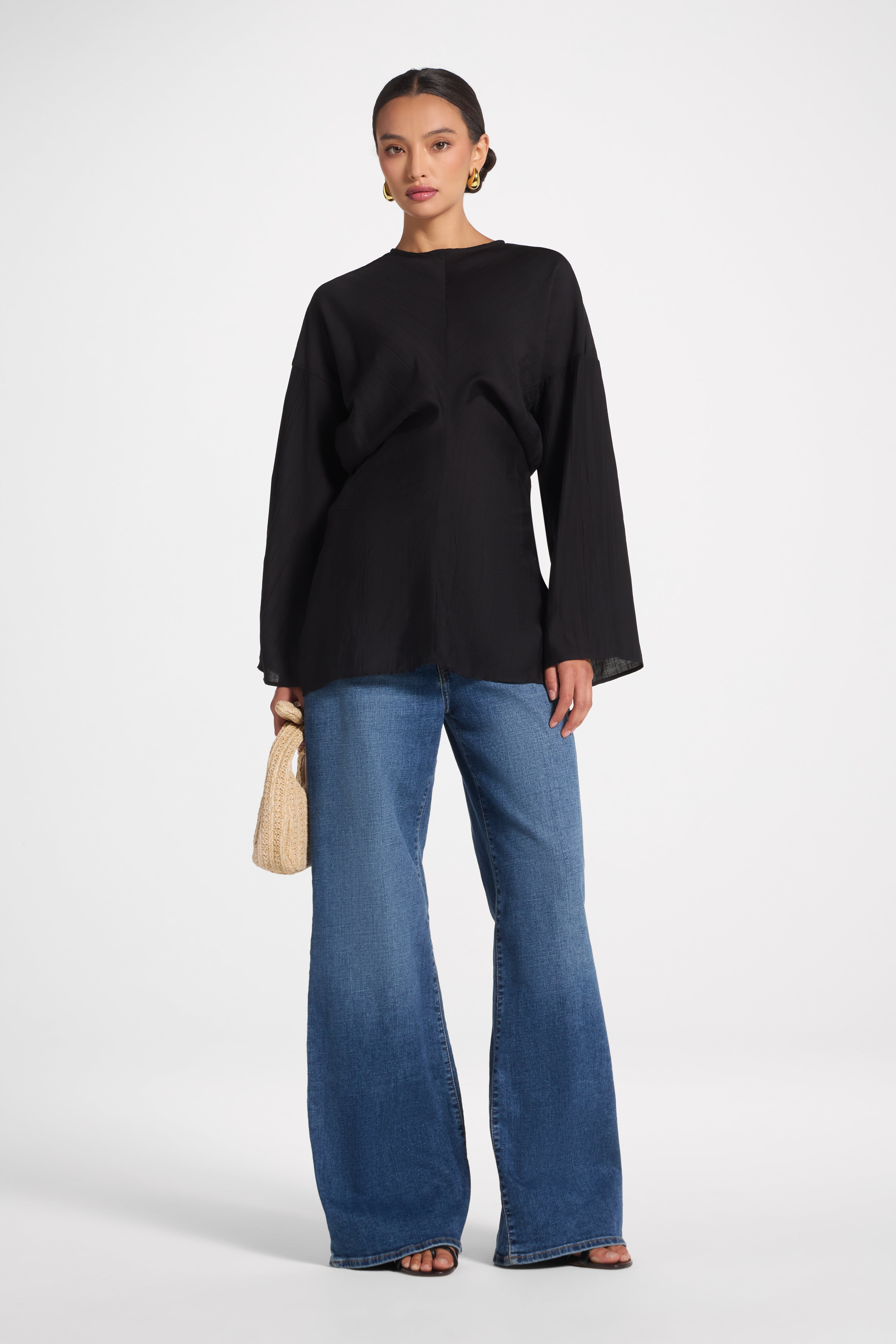 Dolman Sleeve Top - Black Veiled 