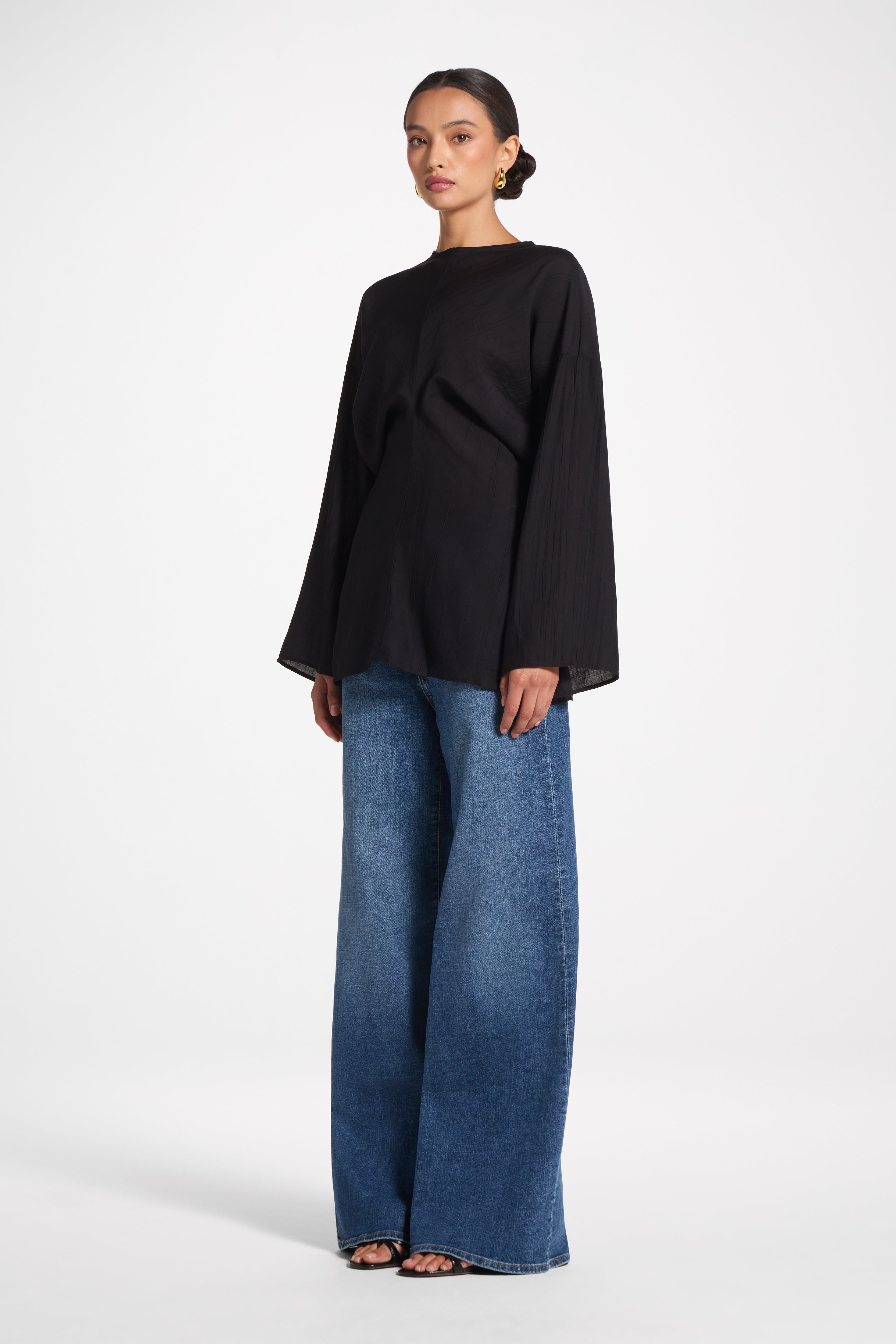 Dolman Sleeve Top - Black Veiled 
