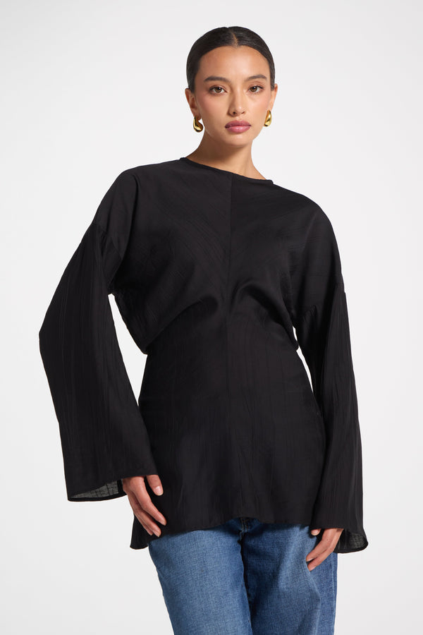 Dolman Sleeve Top - Black Veiled 