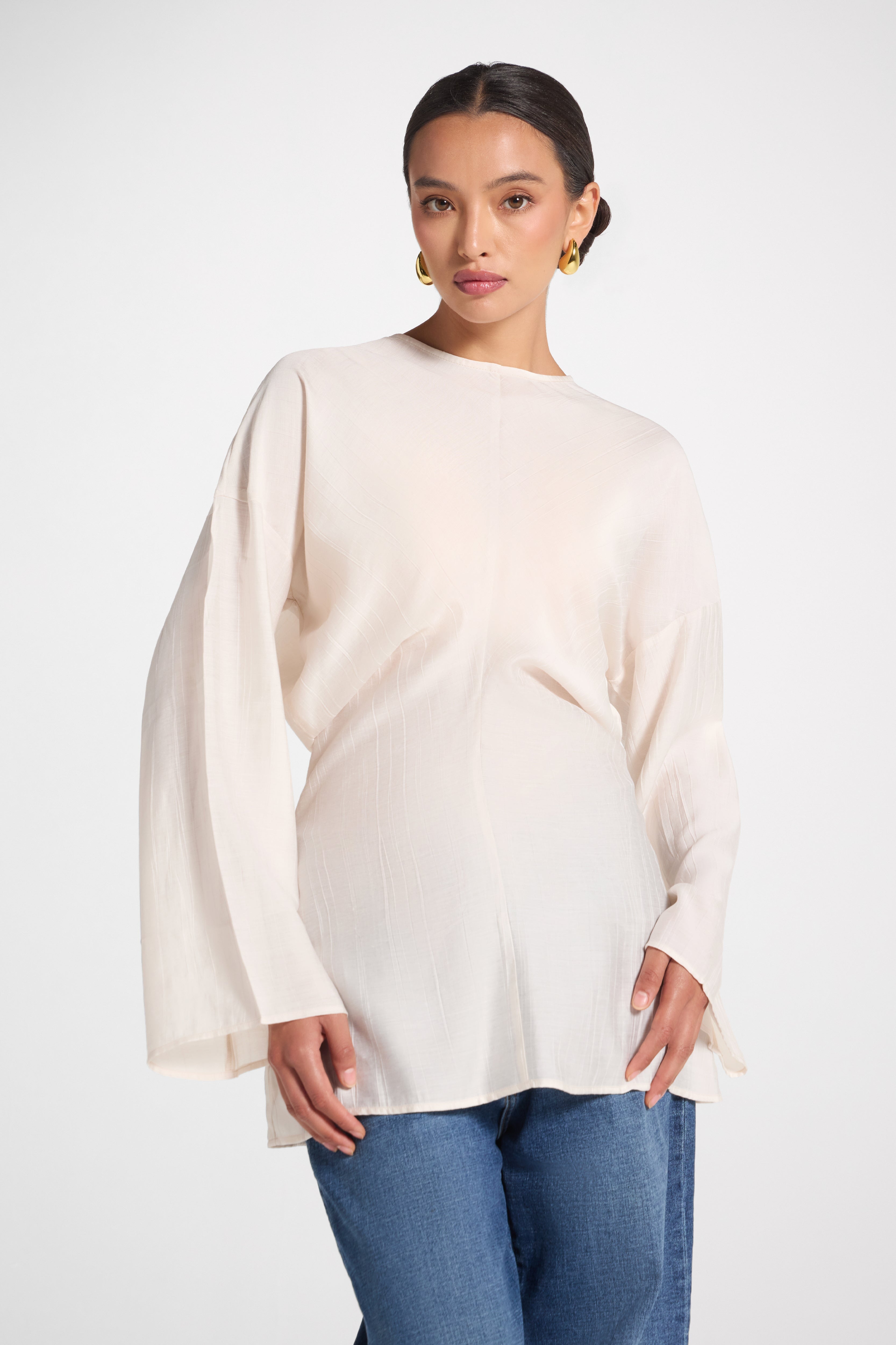 Dolman Sleeve Top - Off White Veiled 