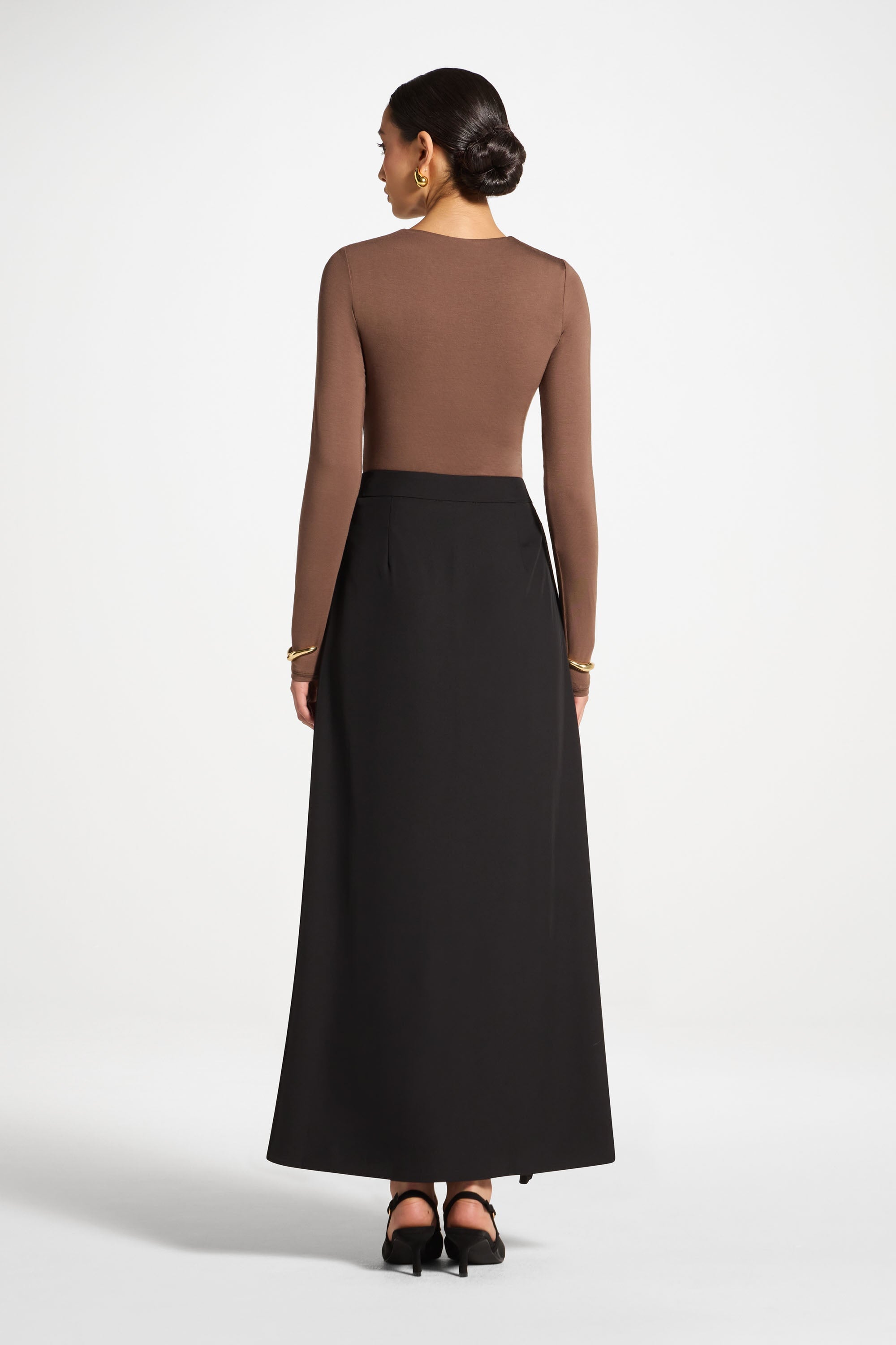 Double Tie Wrap Maxi Skirt - Black Abayas Veiled 