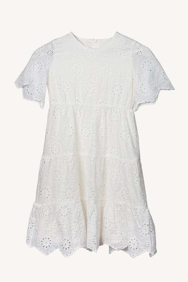 Elia White Eyelet Dress (Girls) Kids Veiled 