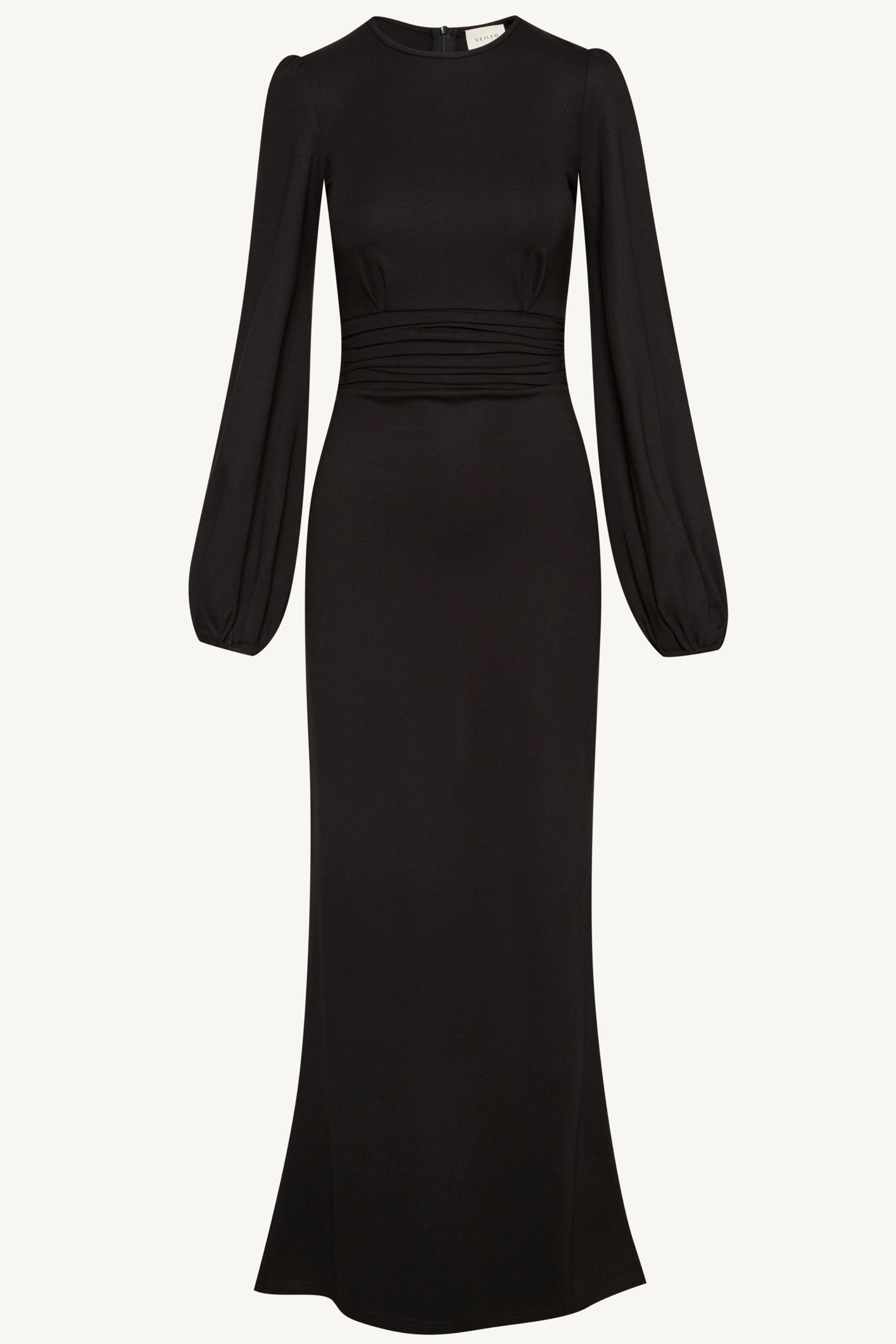 Elisa Jersey Rouched Waist Maxi Dress - Black Clothing Veiled 