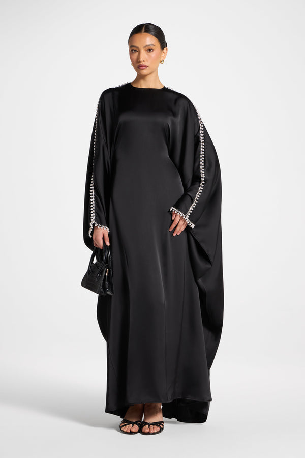 Embellished Butterfly Abaya Dress - Black Abayas Veiled 