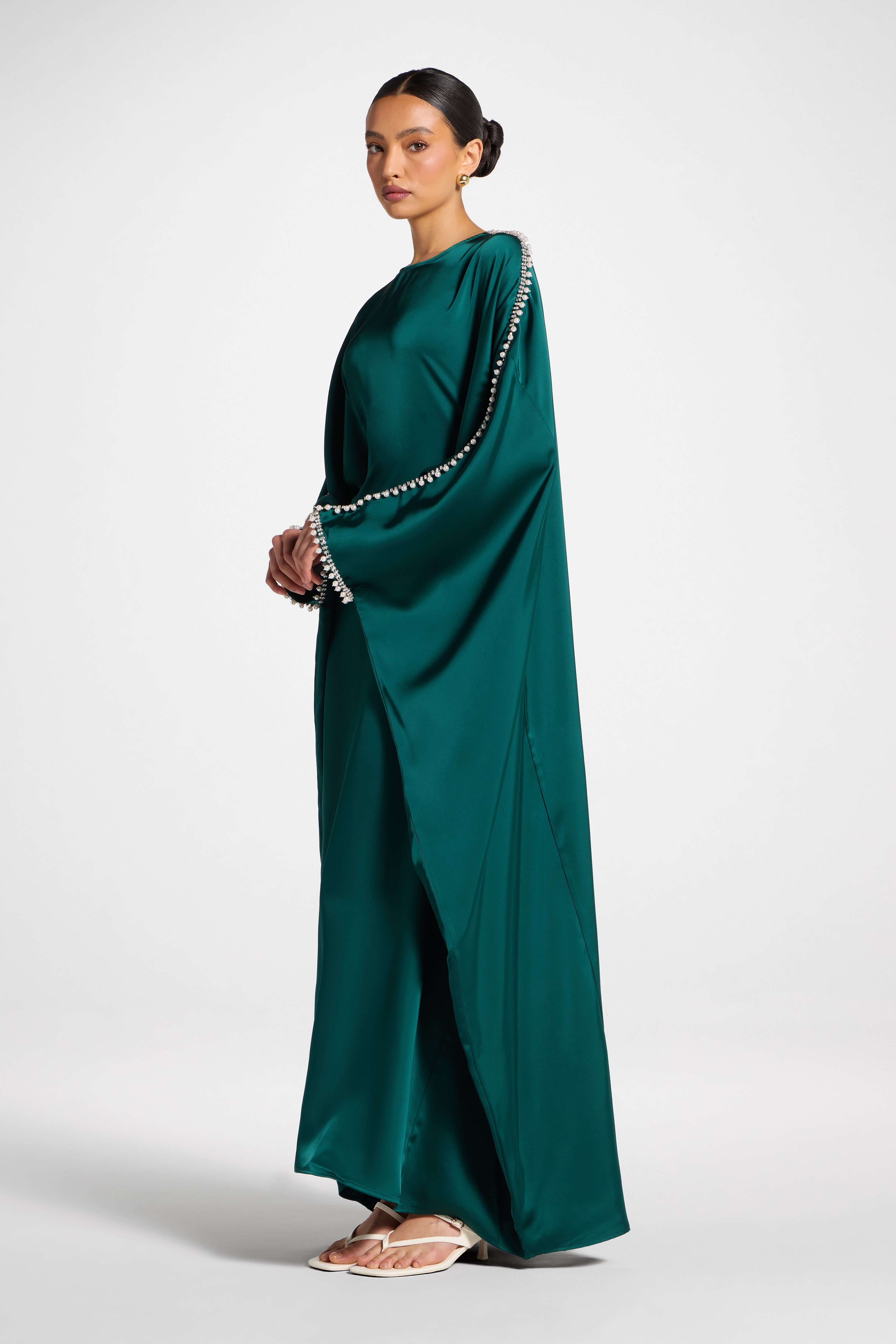 Embellished Butterfly Abaya Dress - Emerald Abayas Veiled 