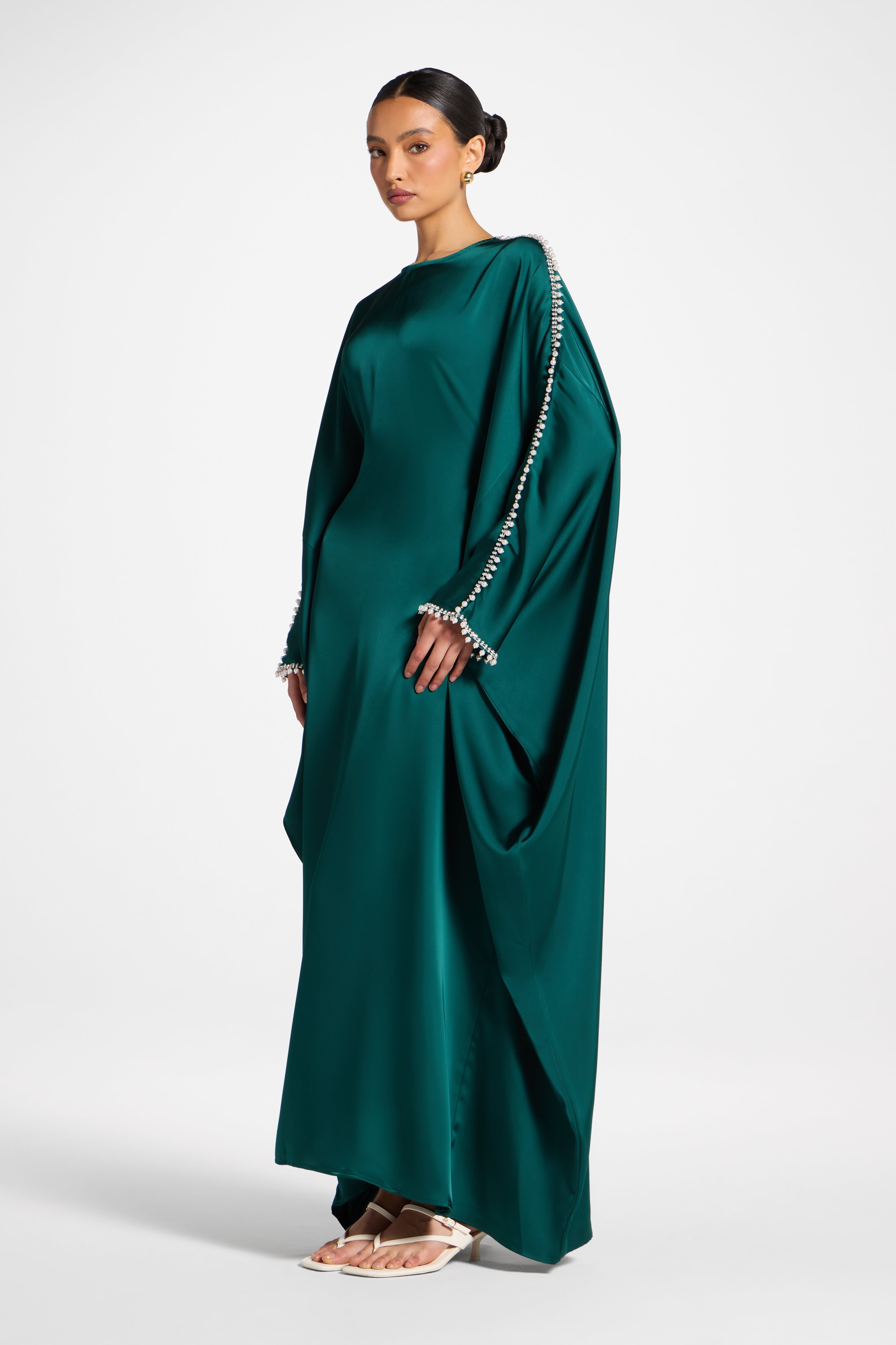 Embellished Butterfly Abaya Dress - Emerald Abayas Veiled 
