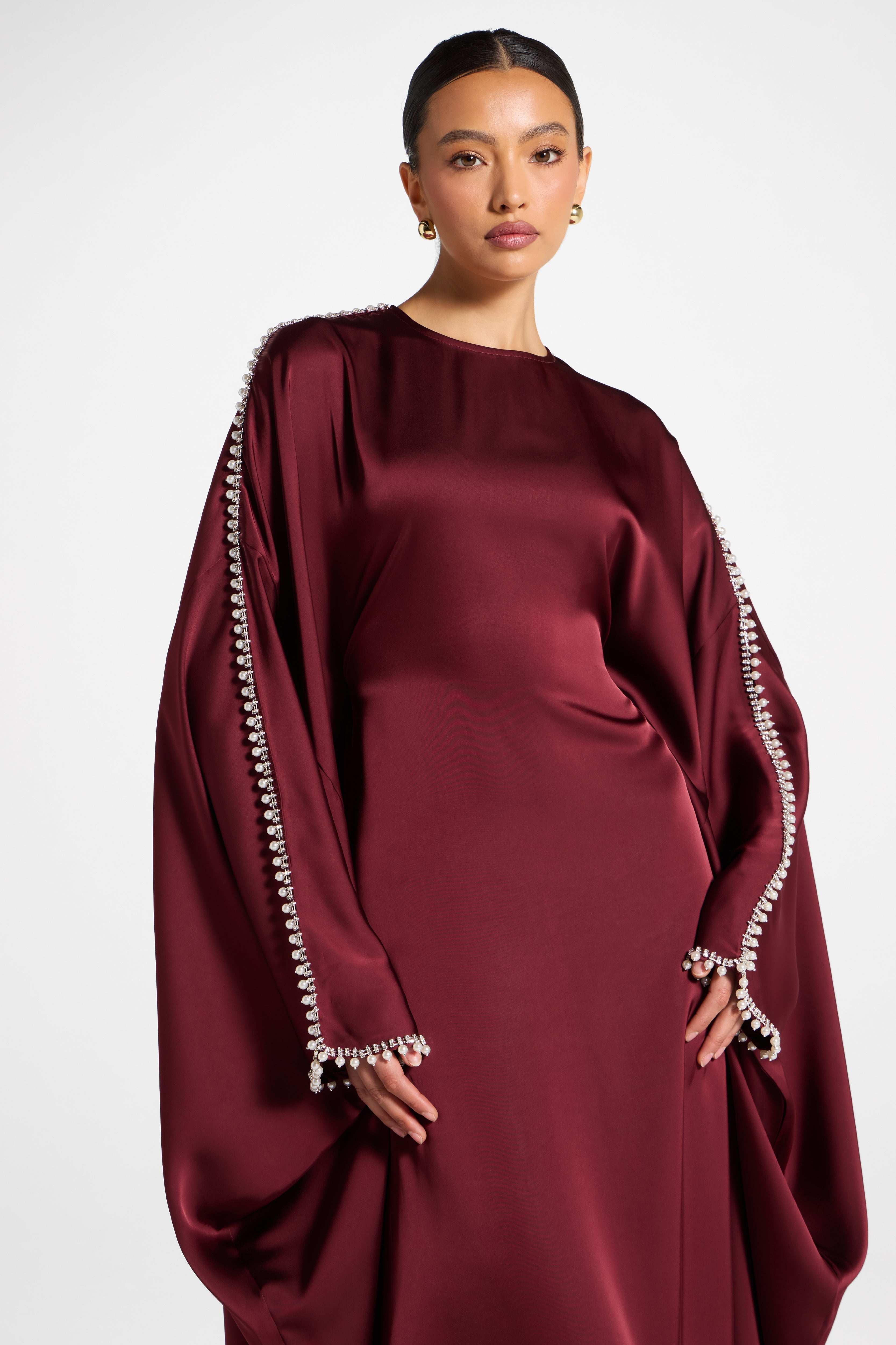 Embellished Butterfly Abaya Dress - Pomegranate Abayas Veiled 