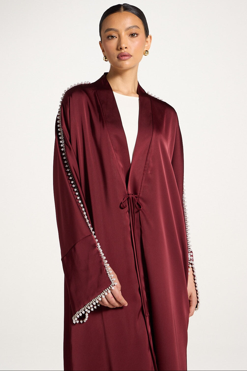 Embellished Open Abaya - Pomegranate Abayas Veiled 