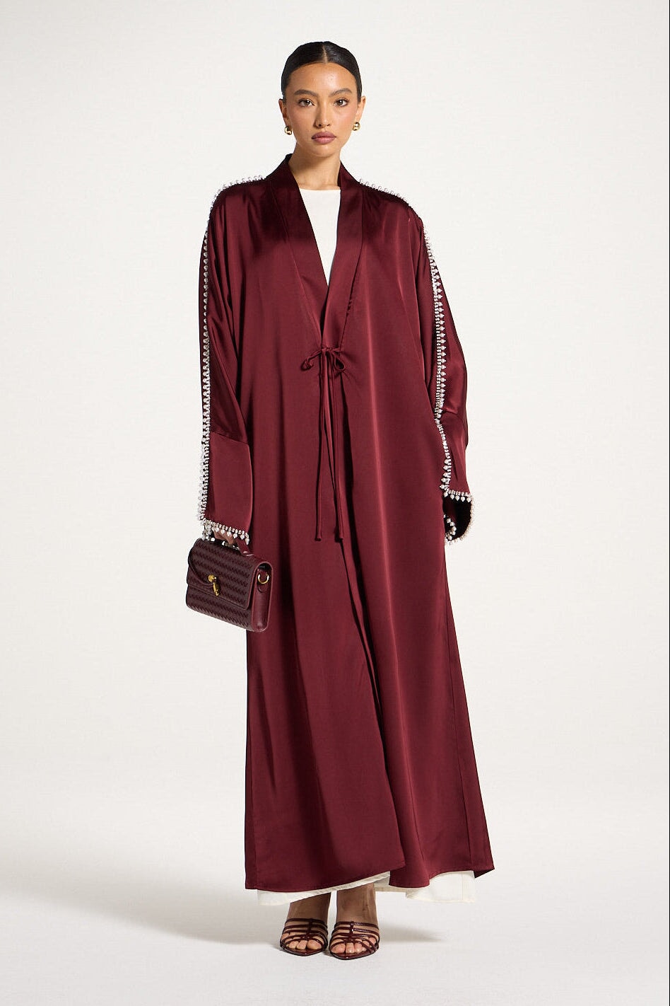 Embellished Open Abaya - Pomegranate Abayas Veiled 