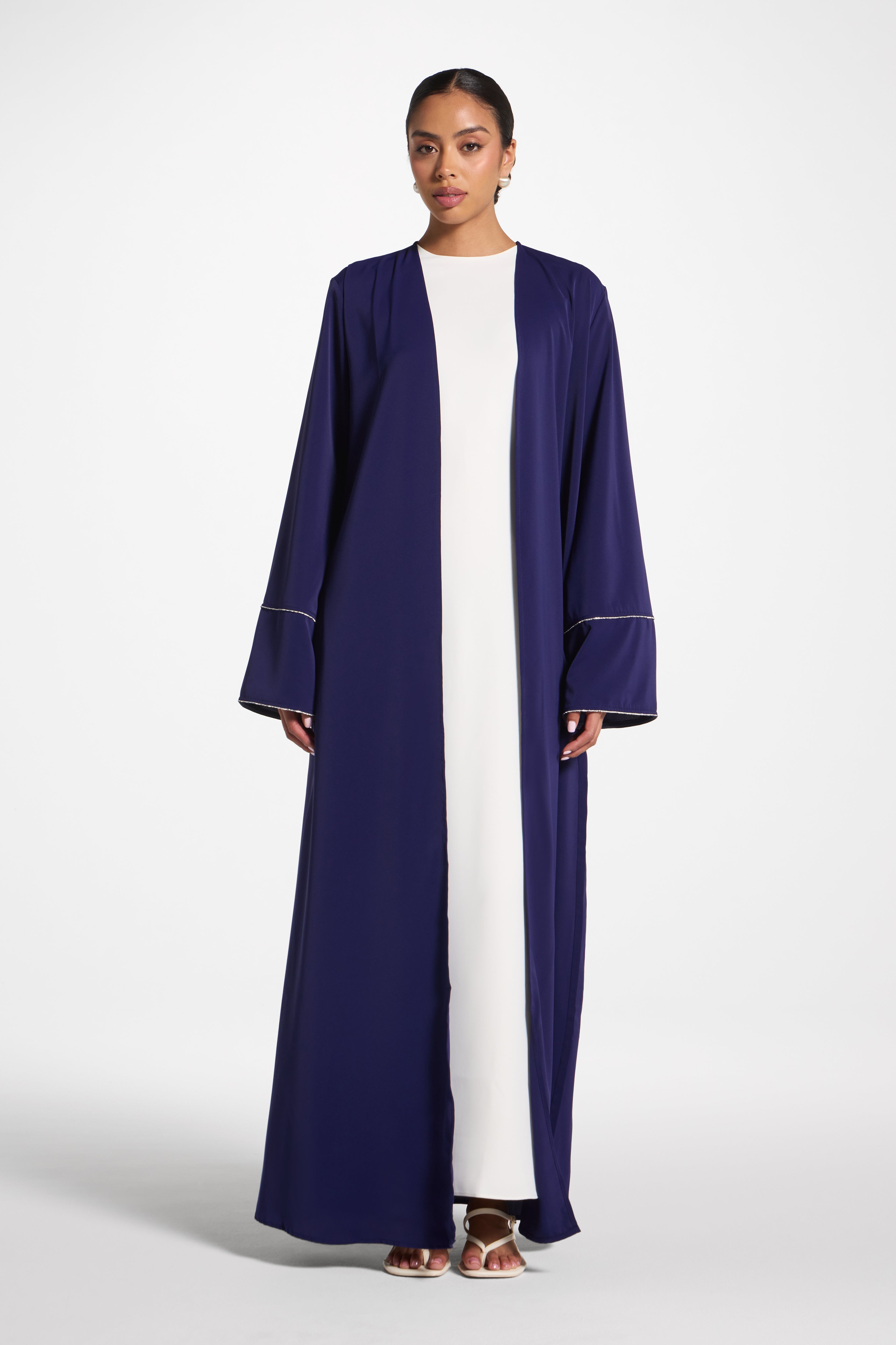Embellished Sleeve Open Abaya - Future Dusk Abayas Veiled 