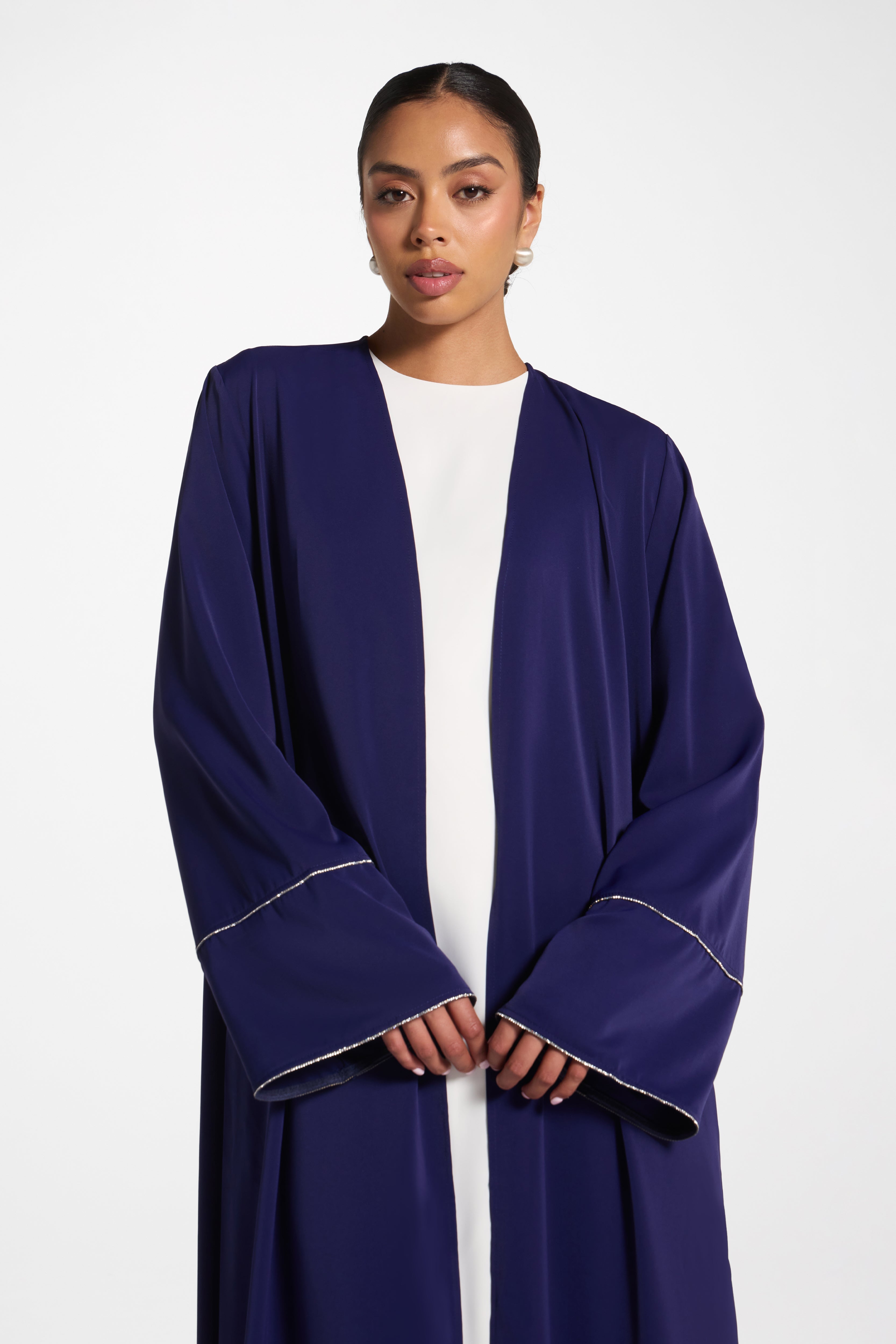 Embellished Sleeve Open Abaya - Future Dusk Abayas Veiled 