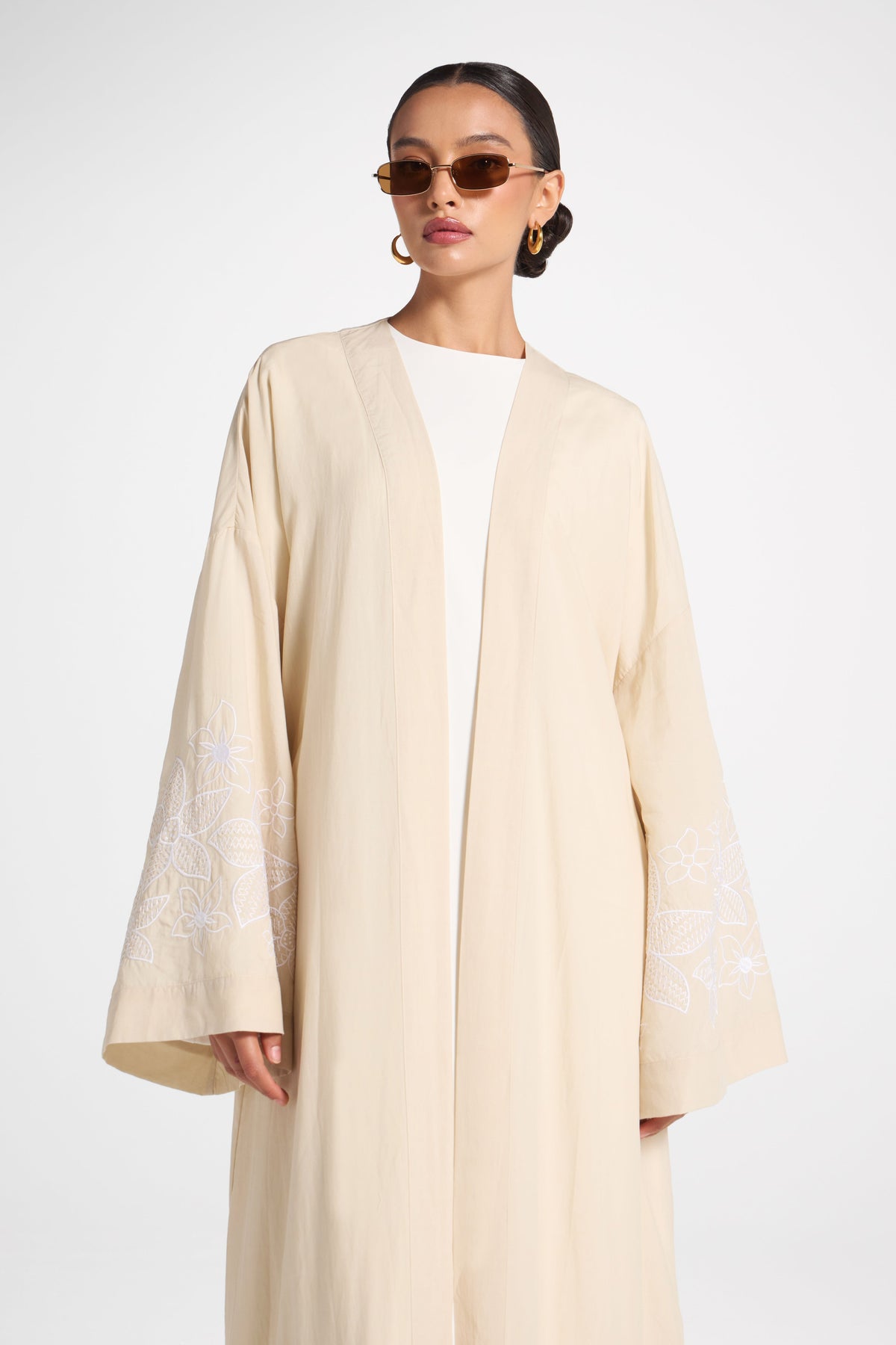 Embroidered Abaya - Parchment Abaya Veiled 