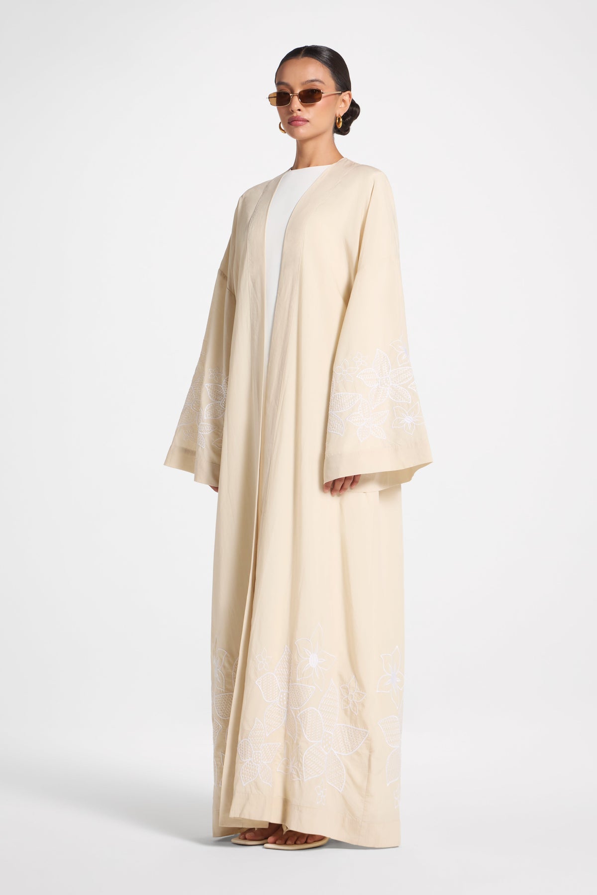 Embroidered Abaya - Parchment Abaya Veiled 