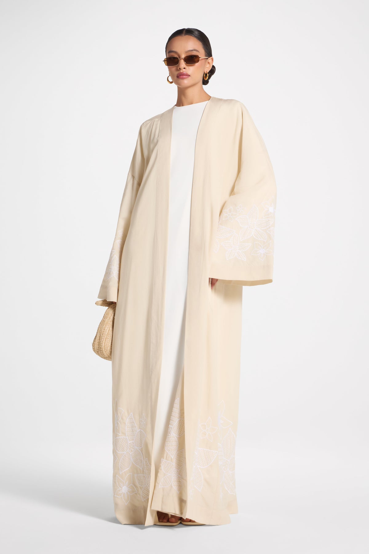Embroidered Abaya - Parchment Abaya Veiled 